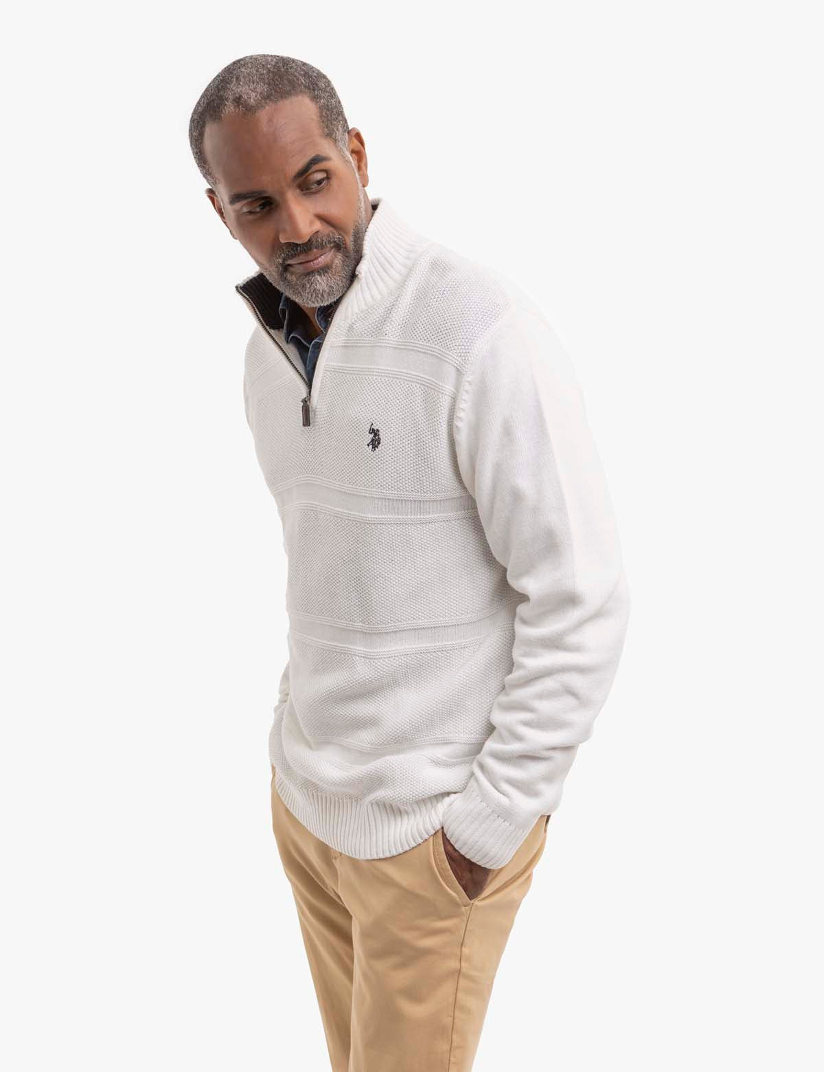 Textured Quarter Zip Sweater for Men & Women