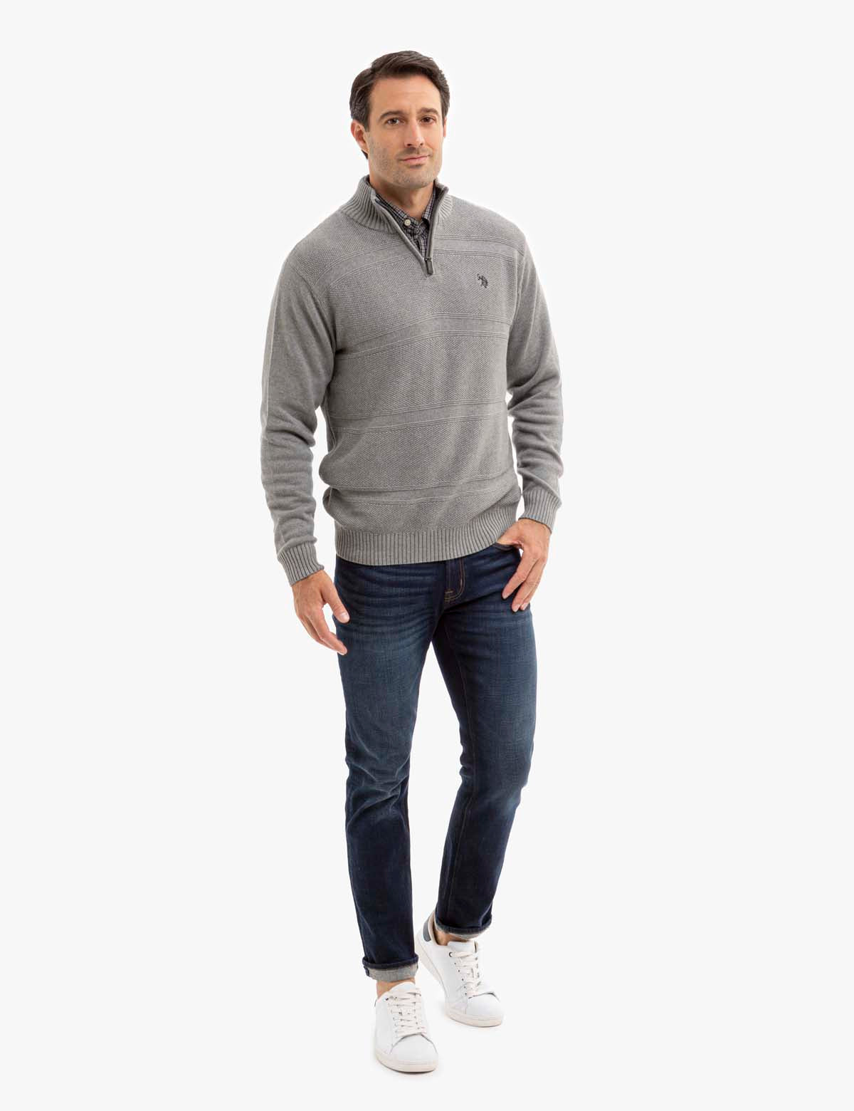 Textured Quarter Zip Sweater for Men & Women