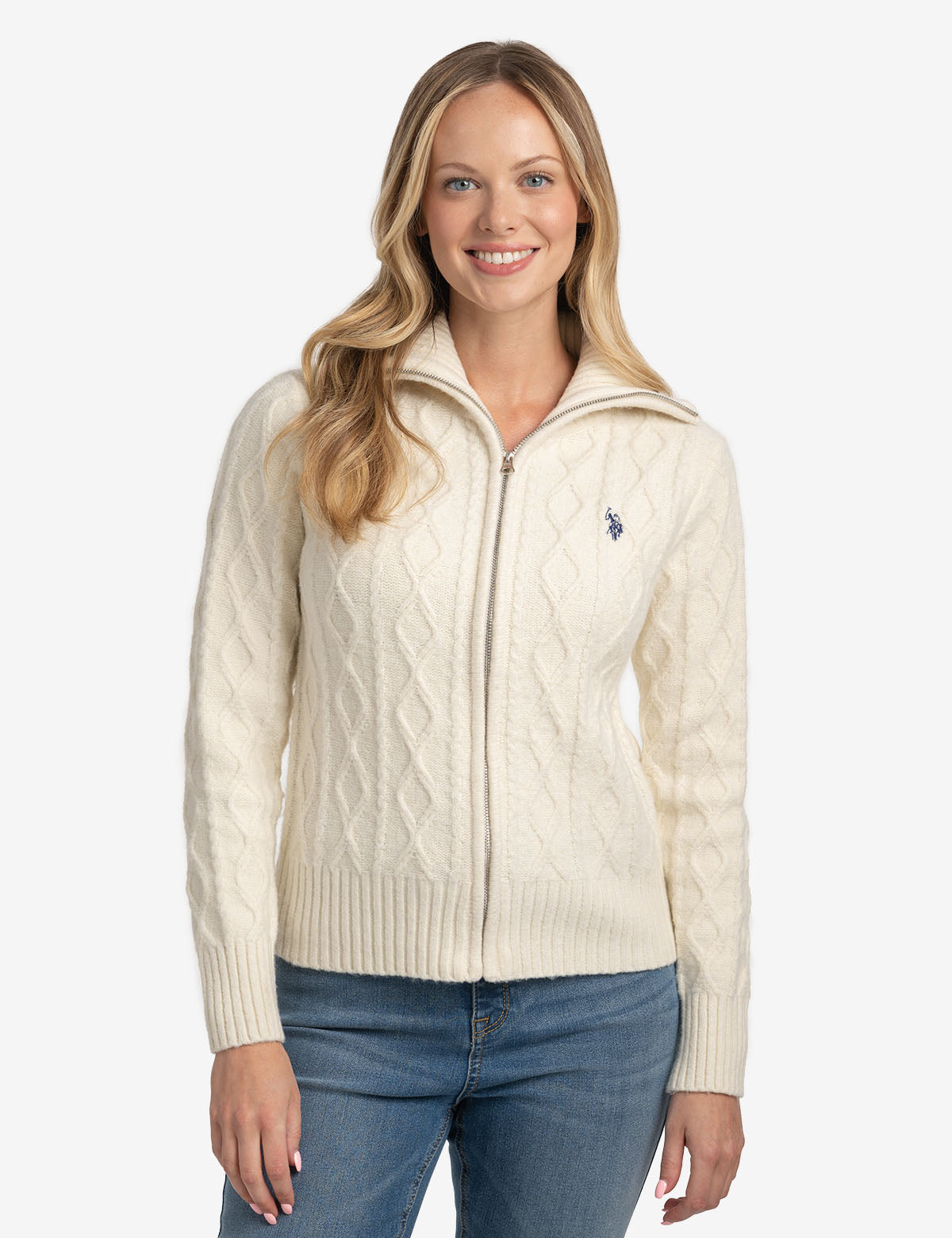 Men's Full Zip Cable Knit Sweater - Casual Winter Pullover