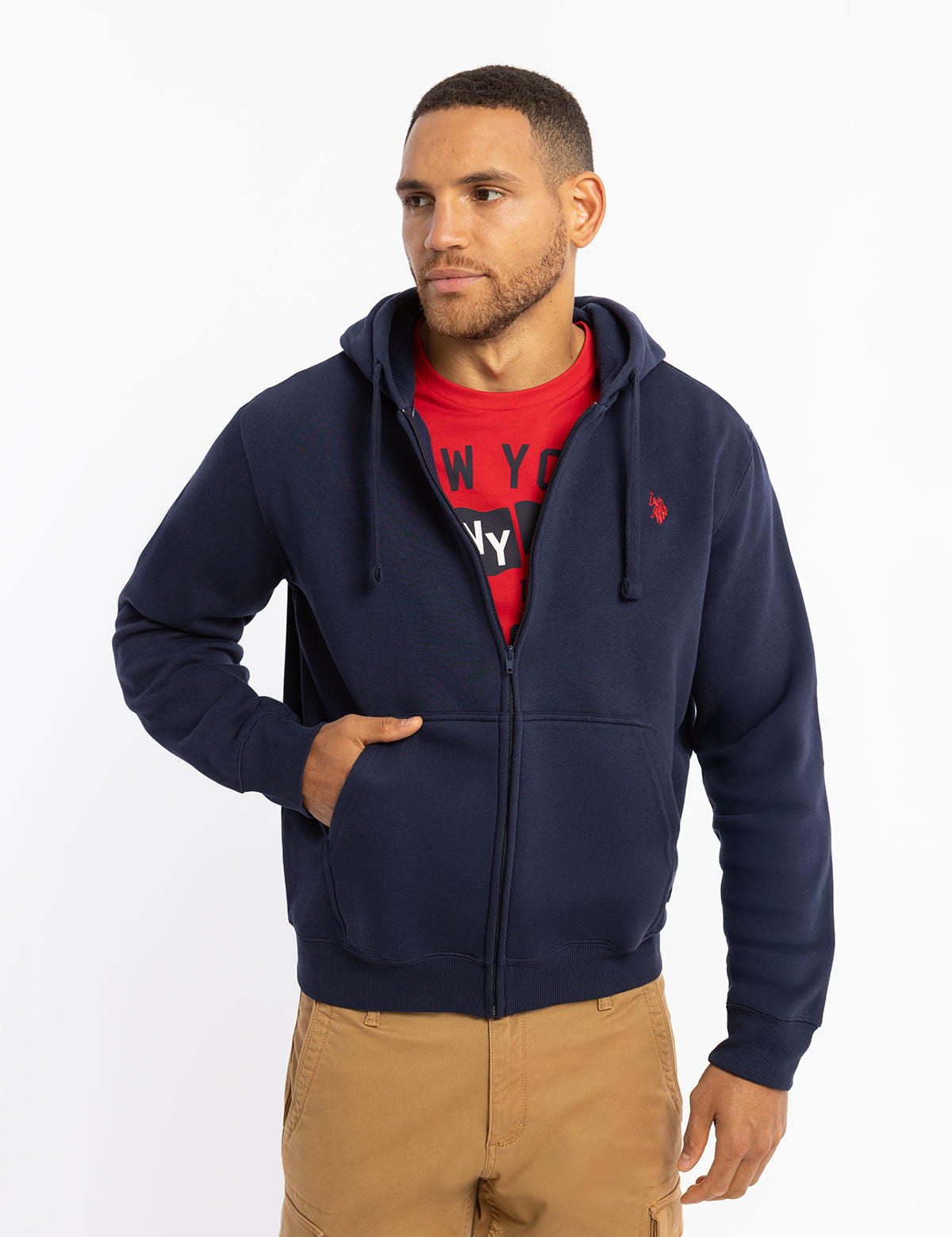 Men's Full Zip Lined Hoodie with Kangaroo Pockets