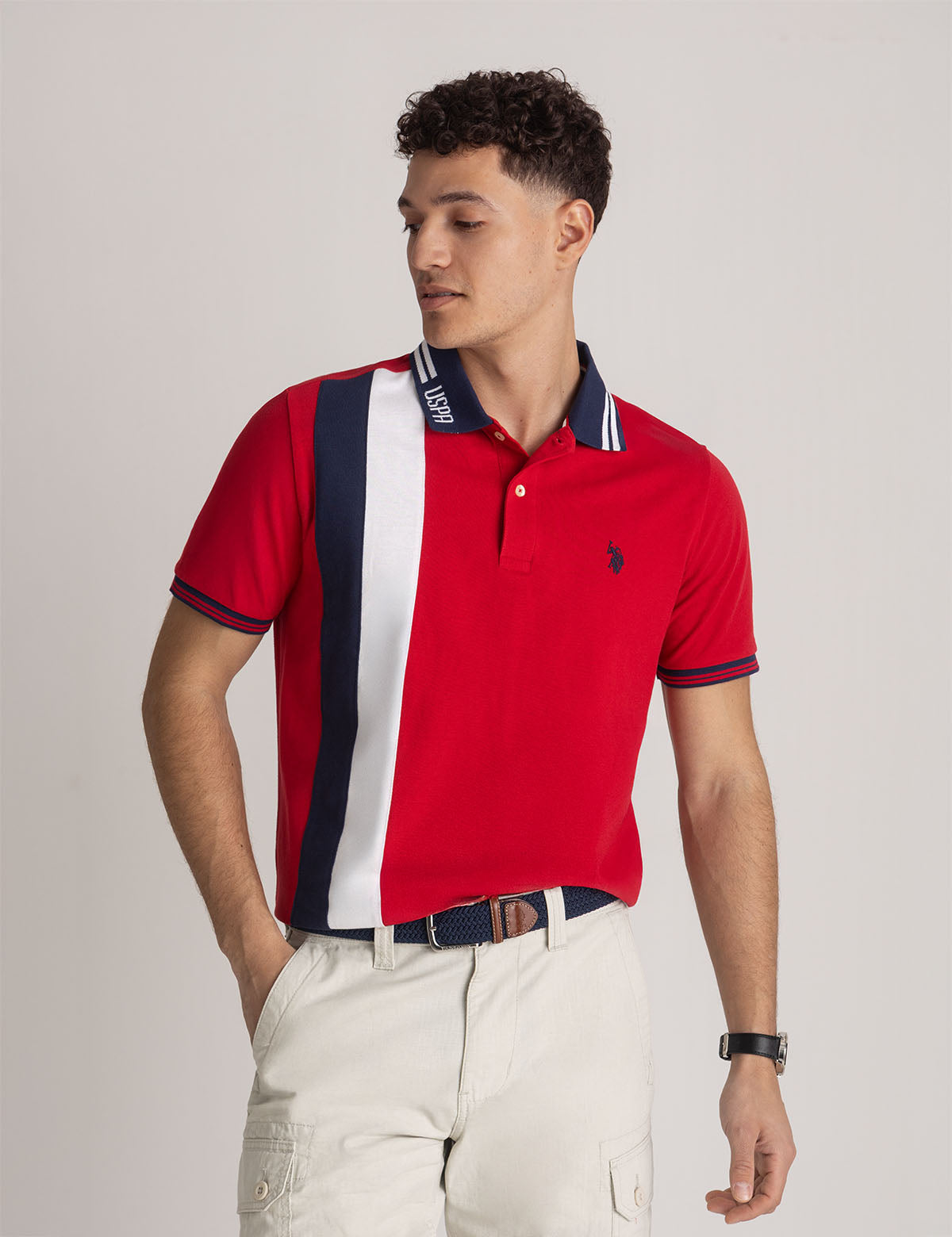 Vertical Colorblock Pique Polo Shirt for Men - Stylish Casual Wear