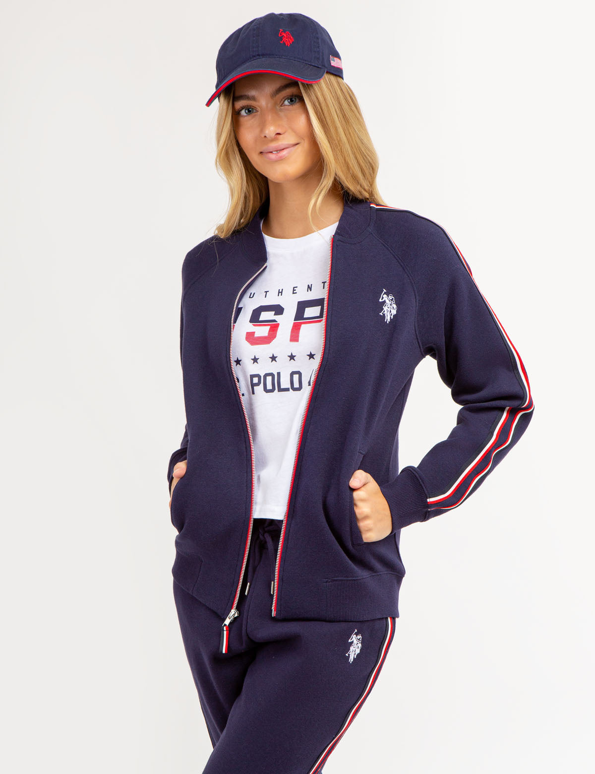 Signature Stripe Bomber Jacket - Full Zip Classic Style