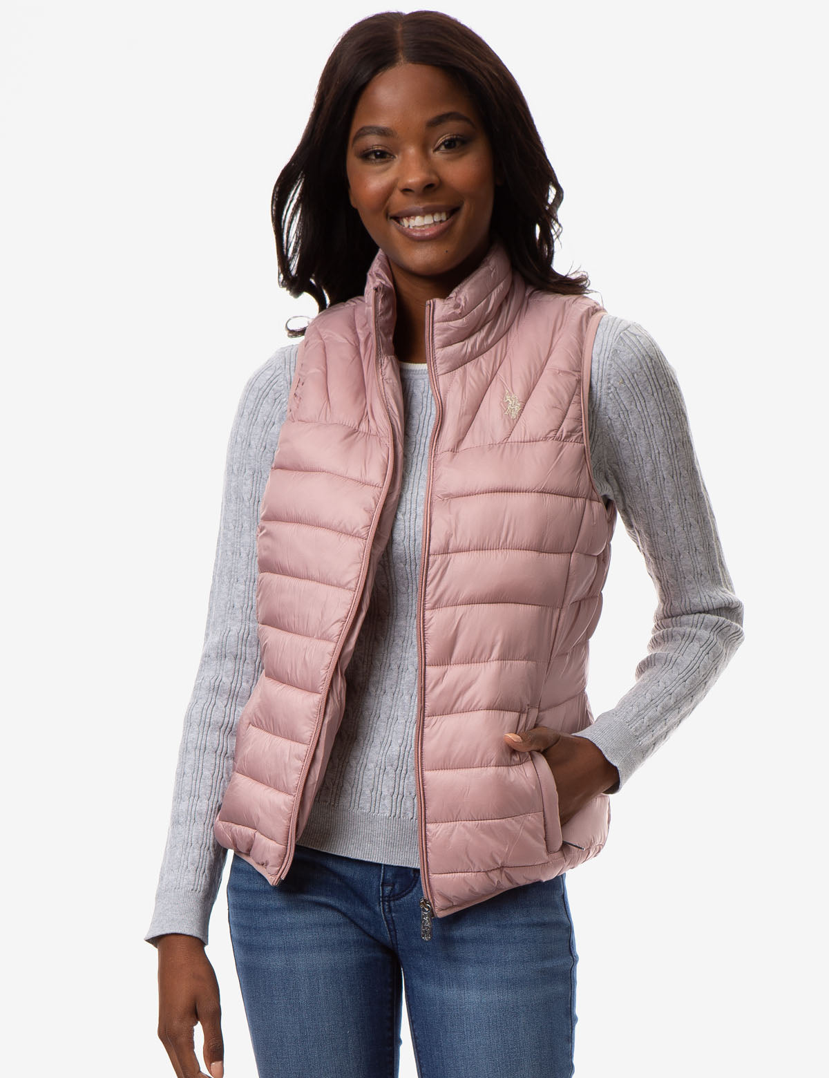 Faux Fur Lined Vest with Zipper & Pockets
