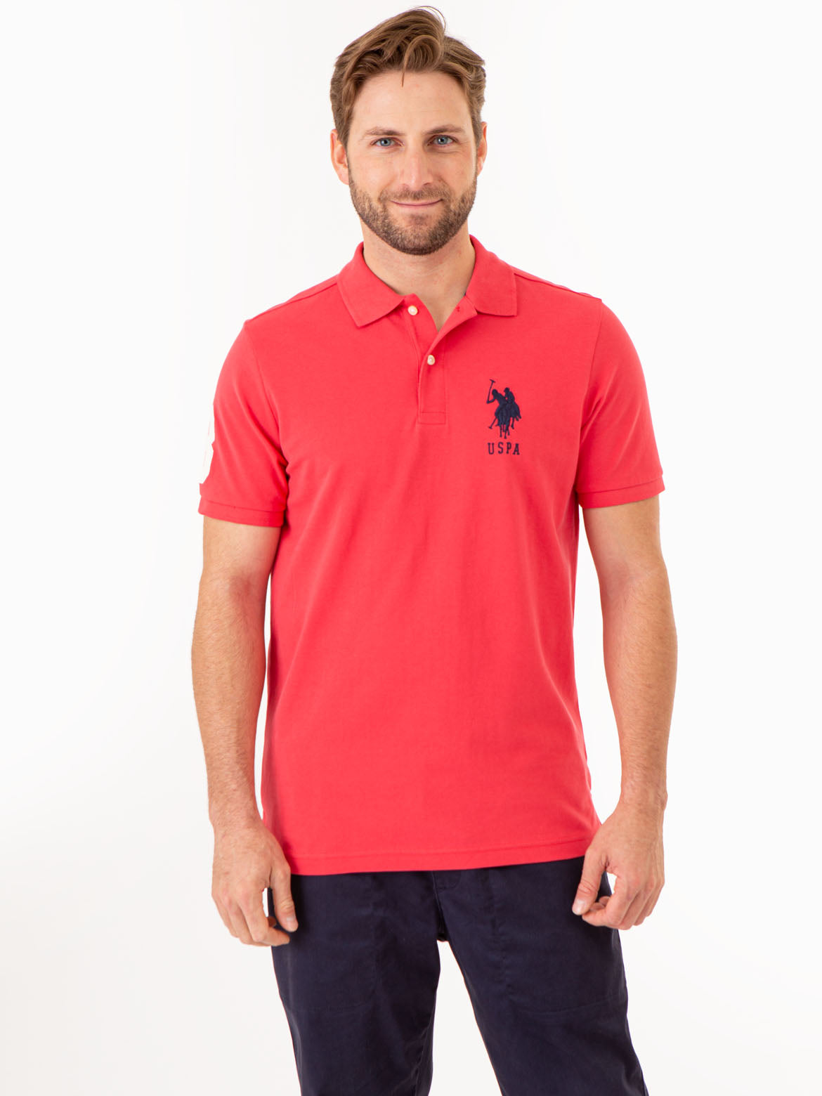 Men's Cotton Polo Shirt with Big Logo & Embroidered Design