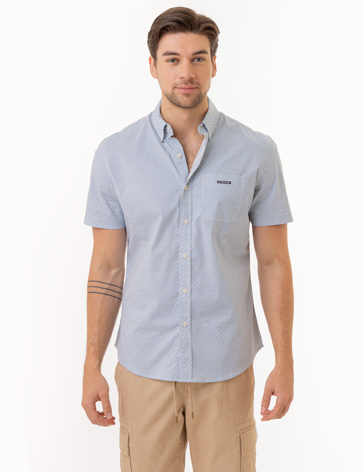 Men's Geo Print Short Sleeve Poplin Shirt