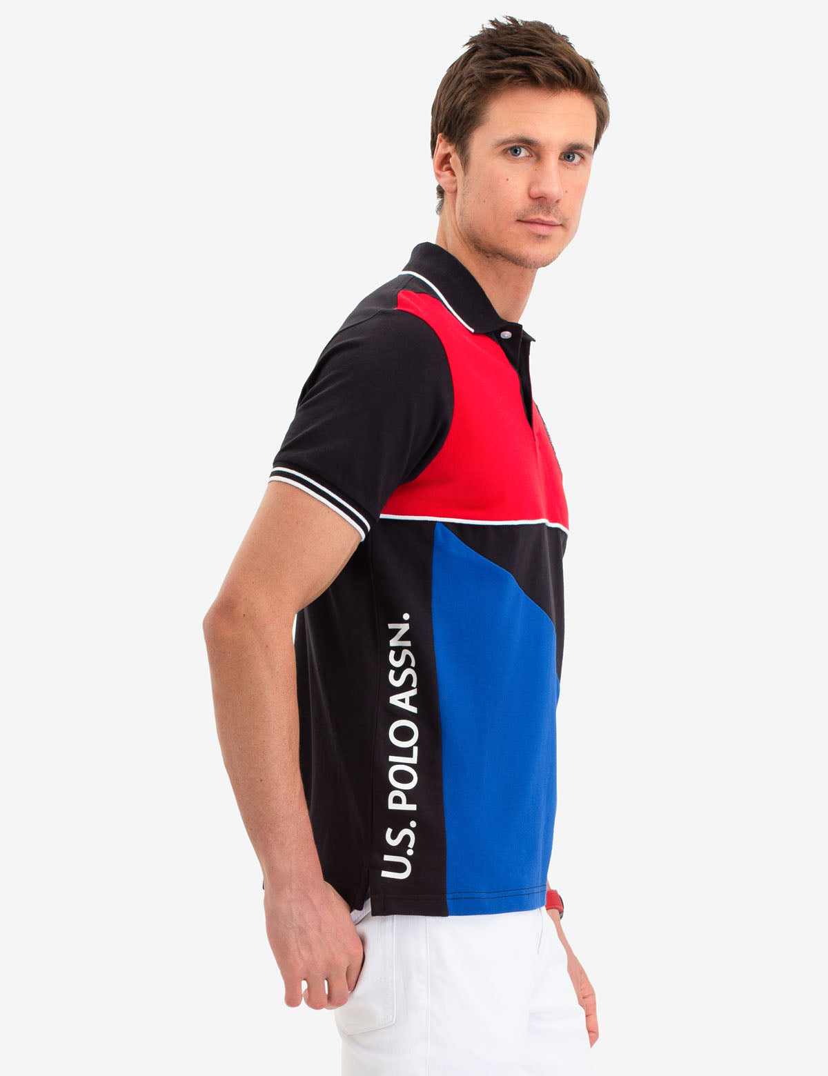 U.S. Polo Assn. Geometric Colorblock Polo Shirt for Men
