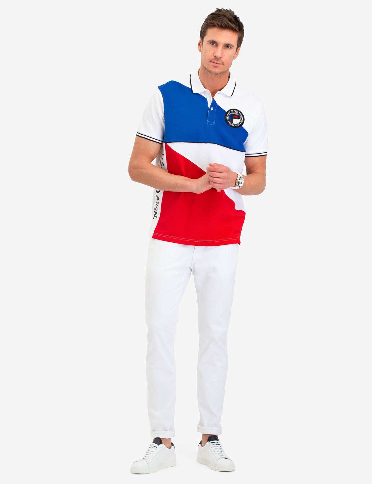 U.S. Polo Assn. Geometric Colorblock Polo Shirt for Men