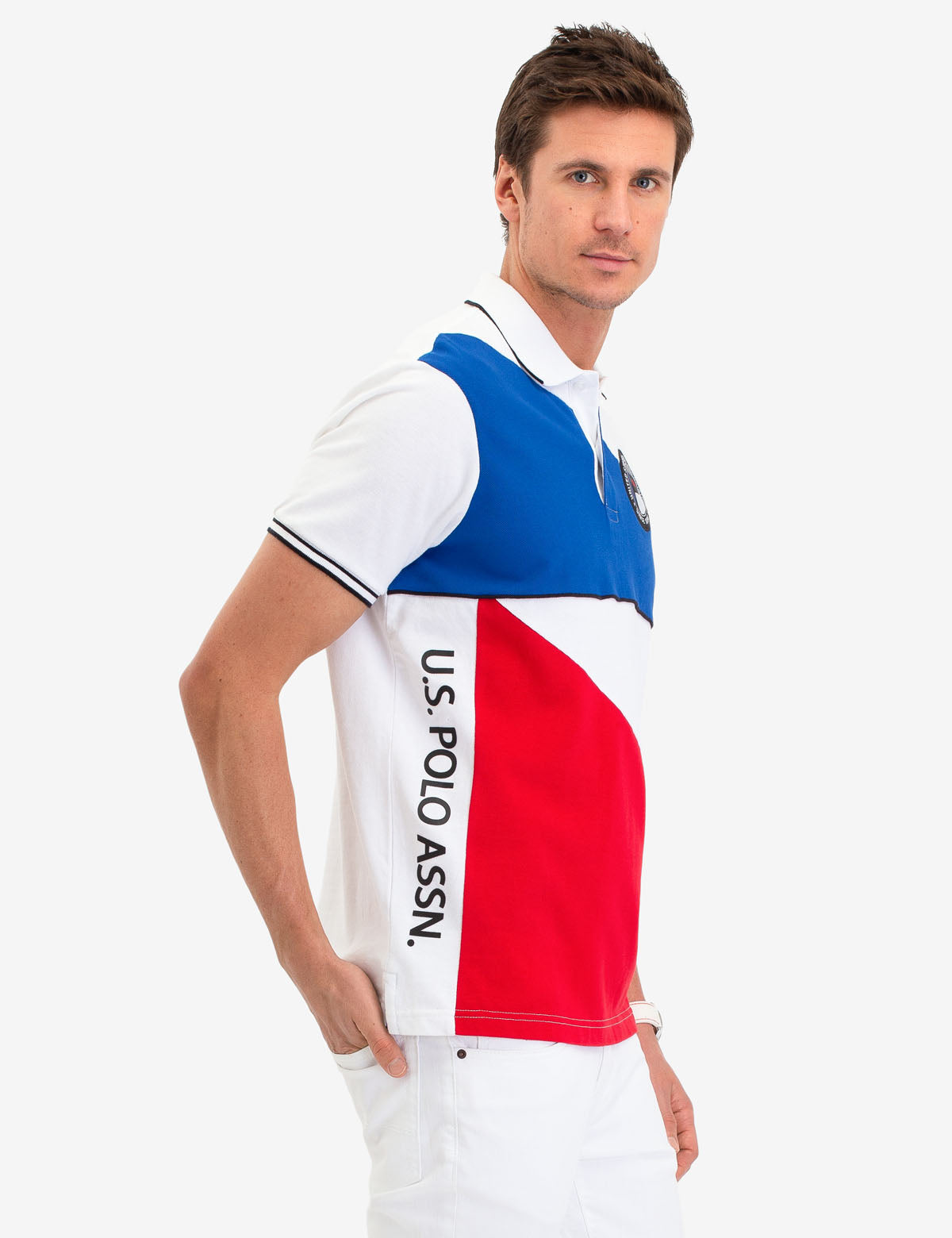 U.S. Polo Assn. Geometric Colorblock Polo Shirt for Men