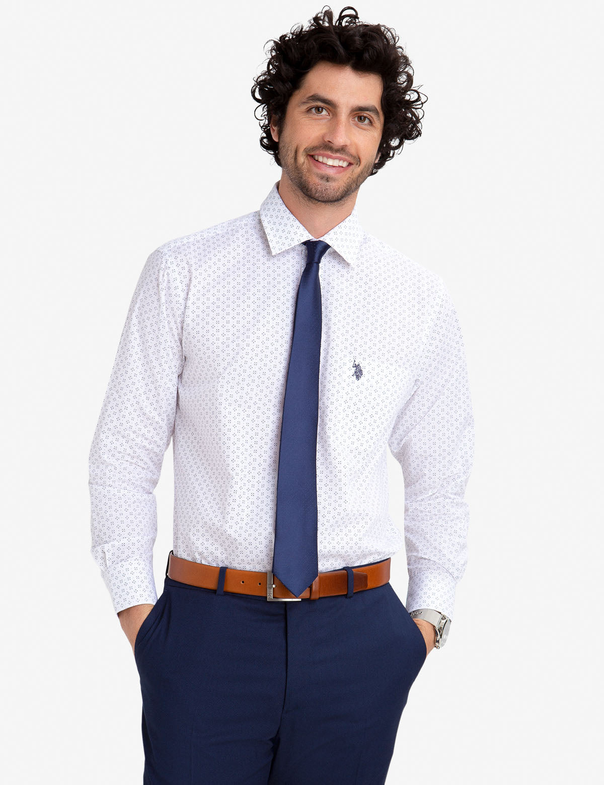 Geometric Print Button-Up Dress Shirt – Regular Fit