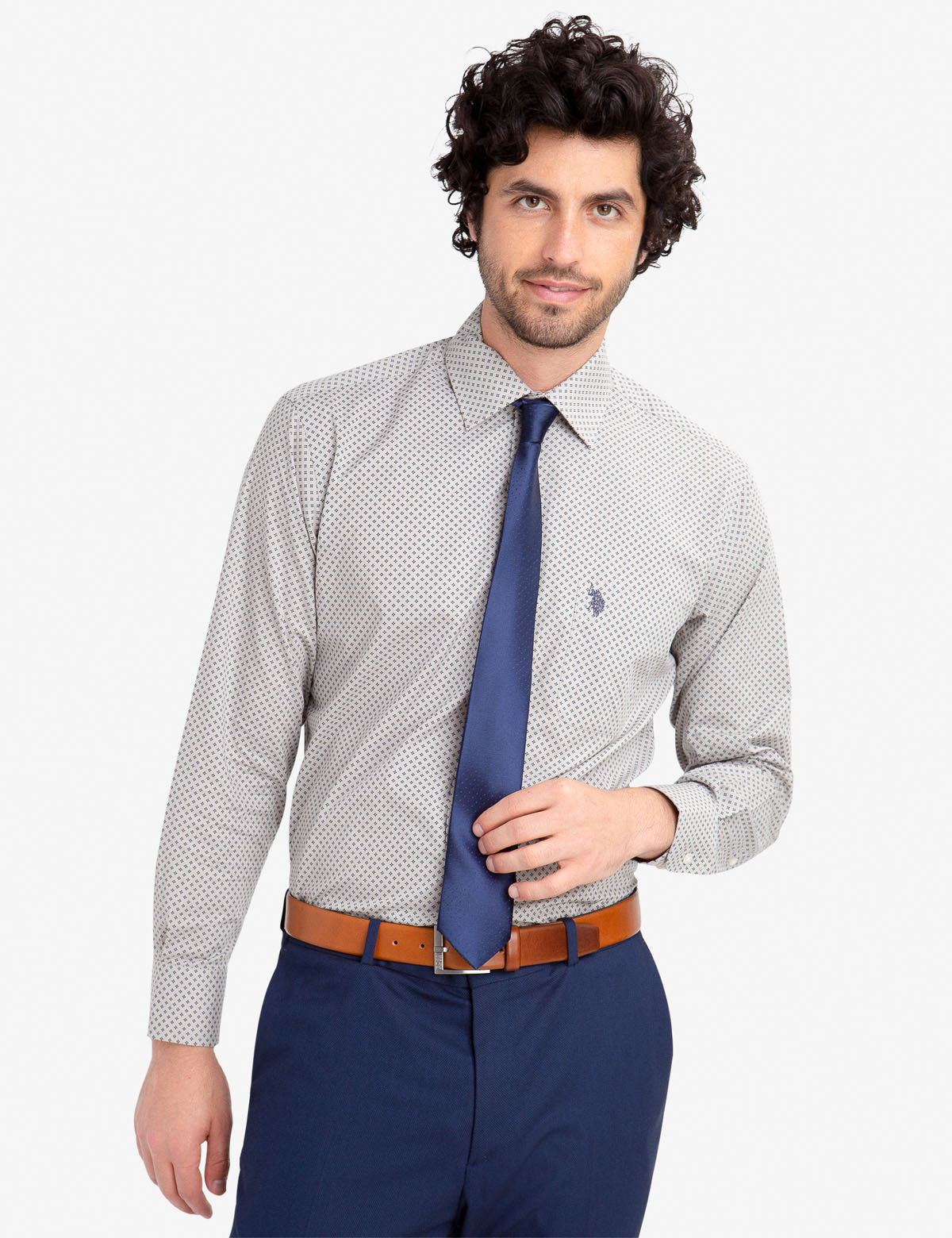 Geometric Print Button-Up Dress Shirt - Regular Fit