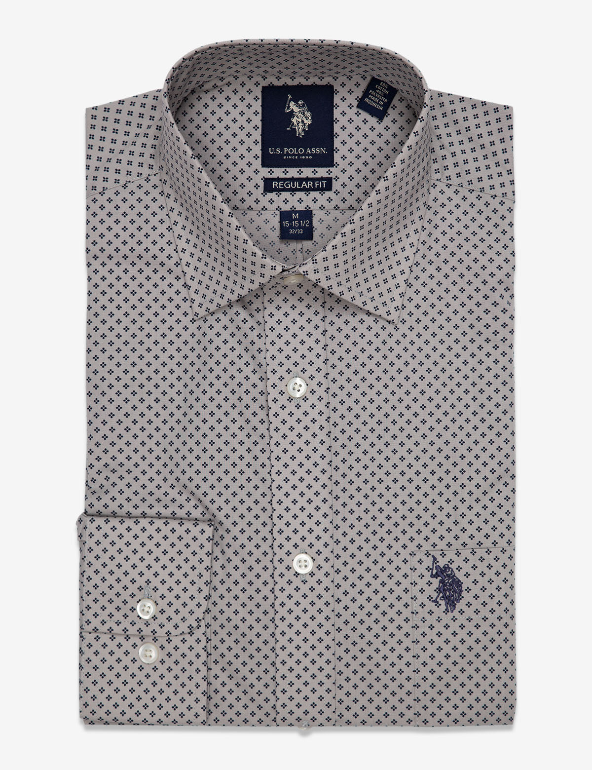 Geometric Print Button-Up Dress Shirt - Regular Fit