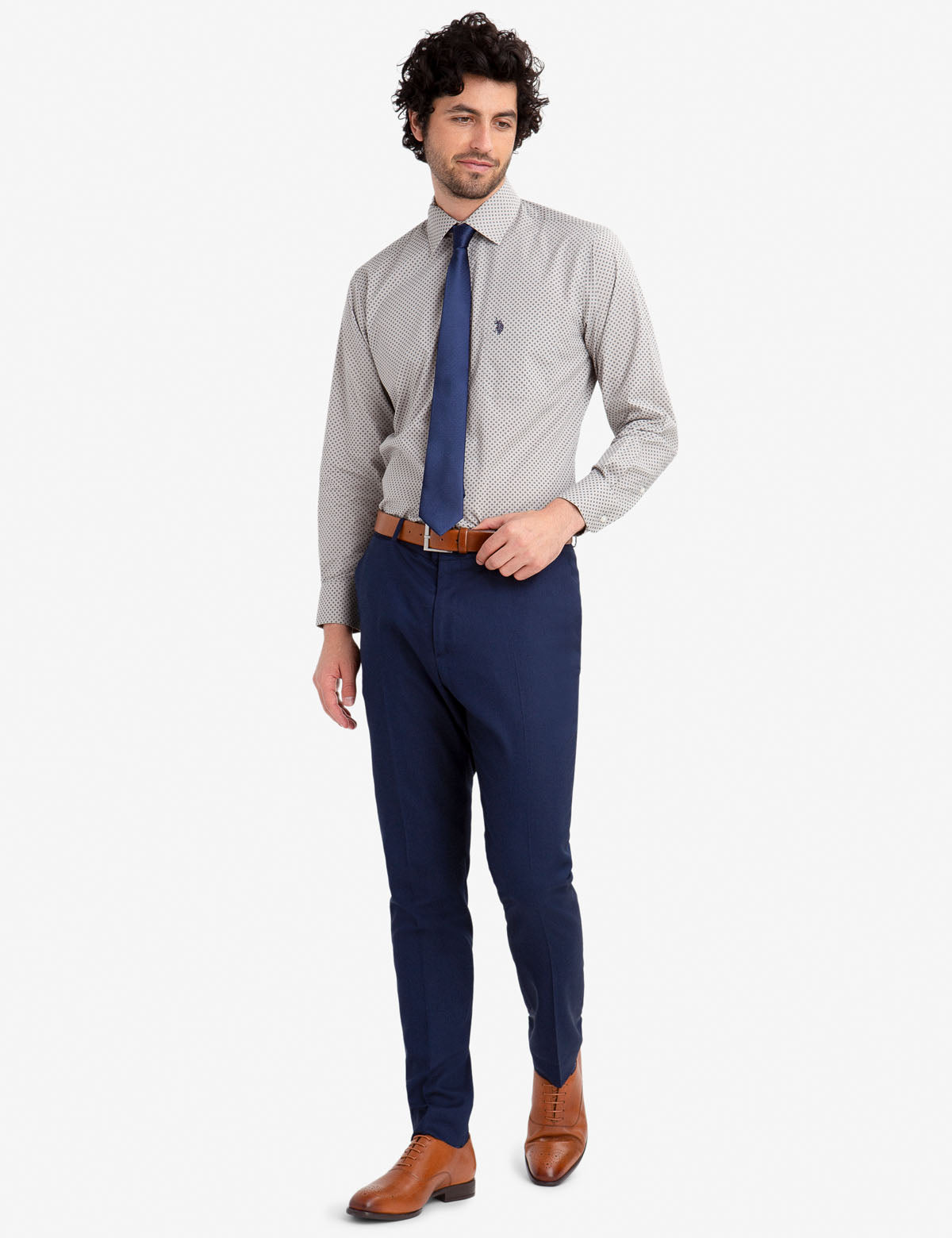 Geometric Print Button-Up Dress Shirt - Regular Fit