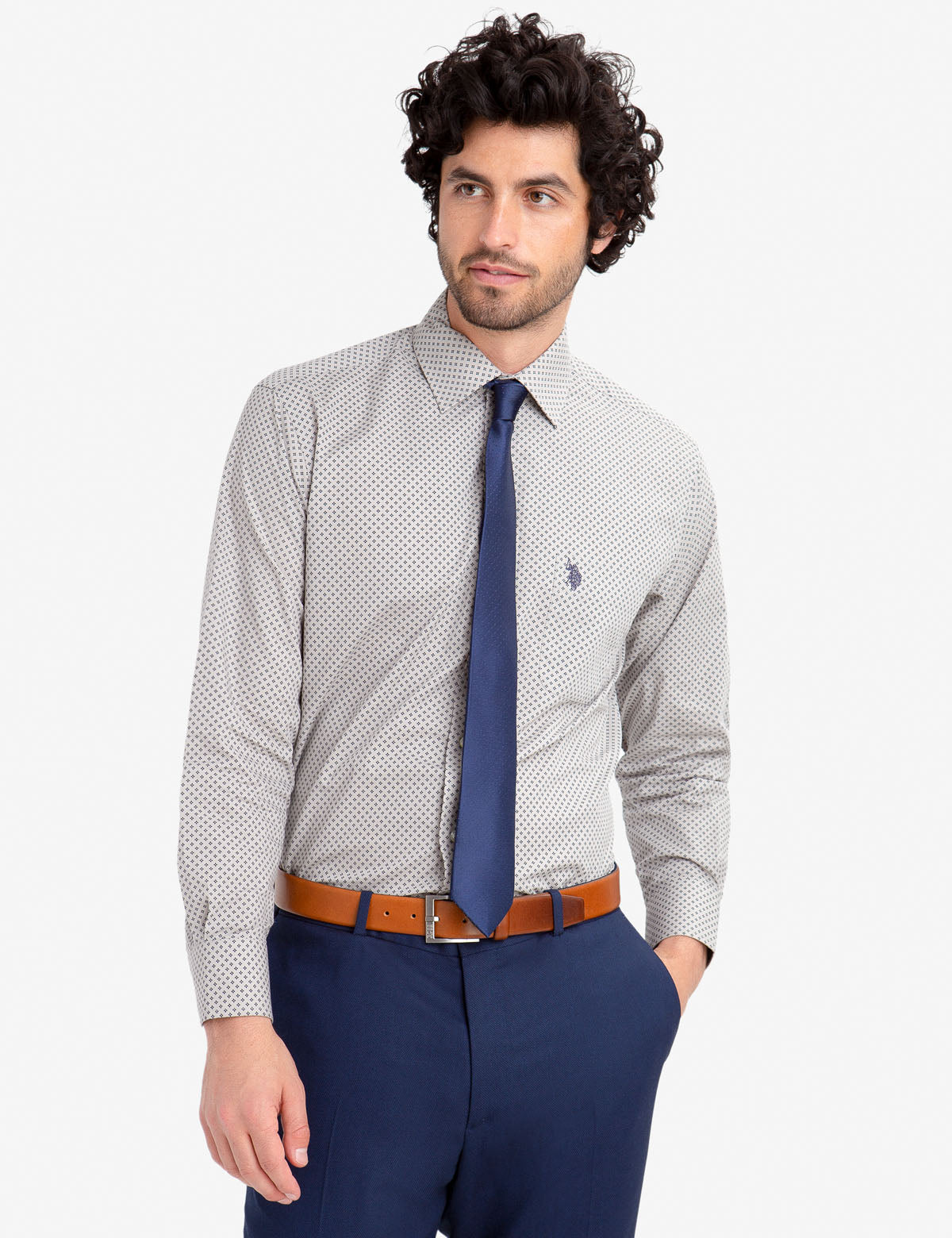 Geometric Print Button-Up Dress Shirt - Regular Fit