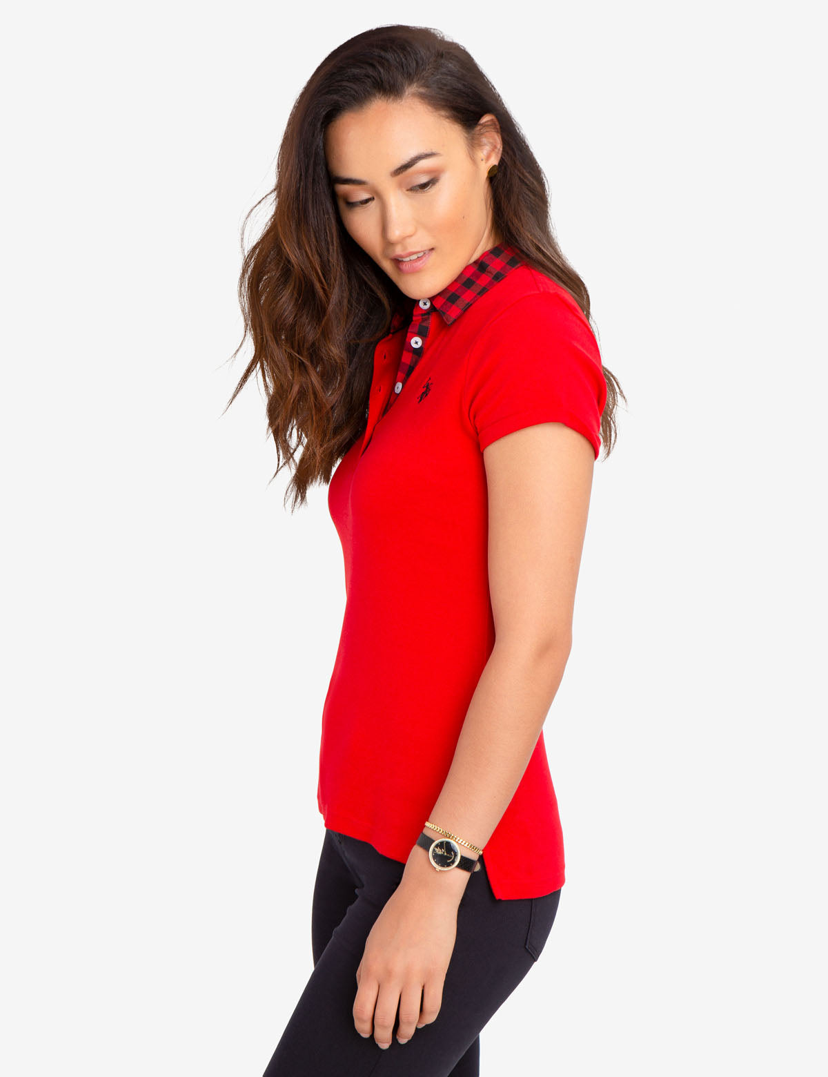 Men's Gingham Collared Shirt with Embroidered Logo - 100% Cotton
