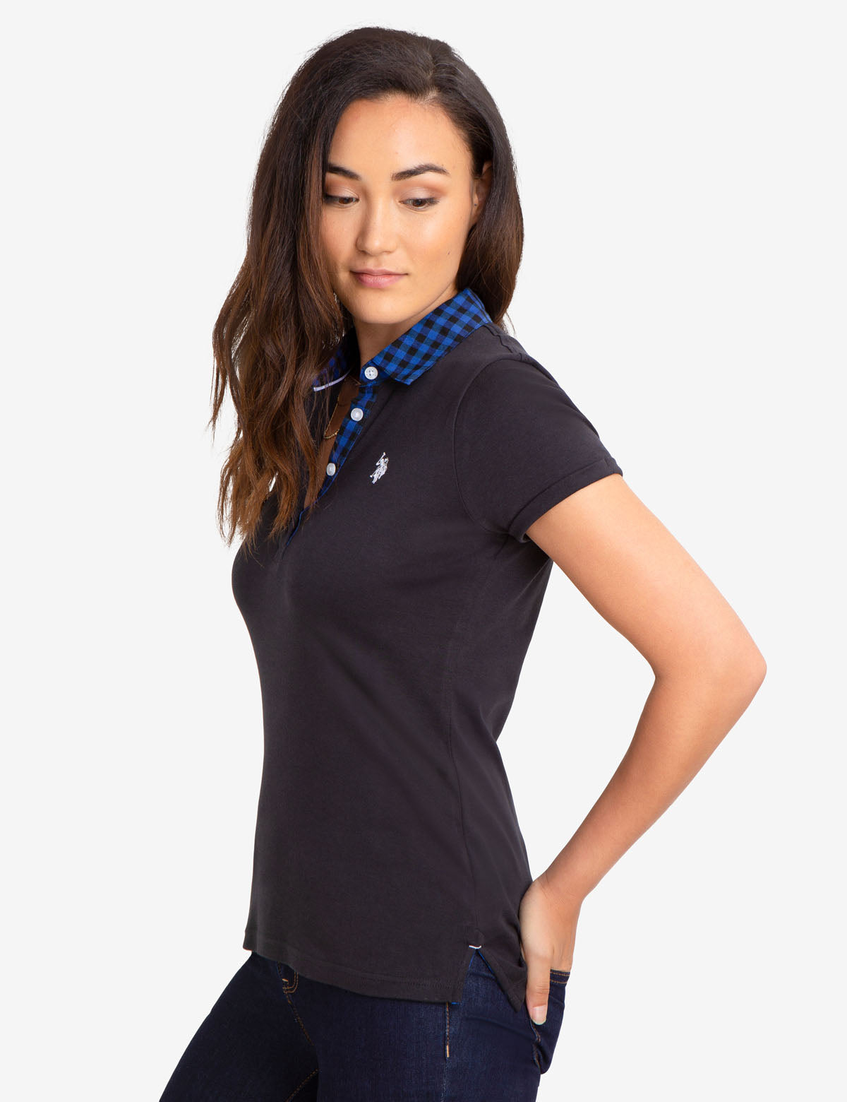 Men's Gingham Collared Shirt with Embroidered Logo - 100% Cotton