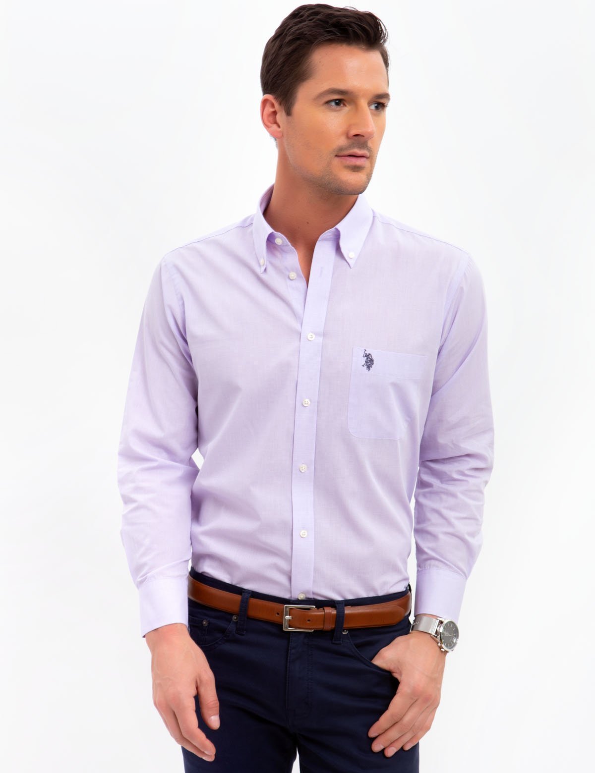 Men's Gingham Dress Shirt - Cotton Blend Regular Fit