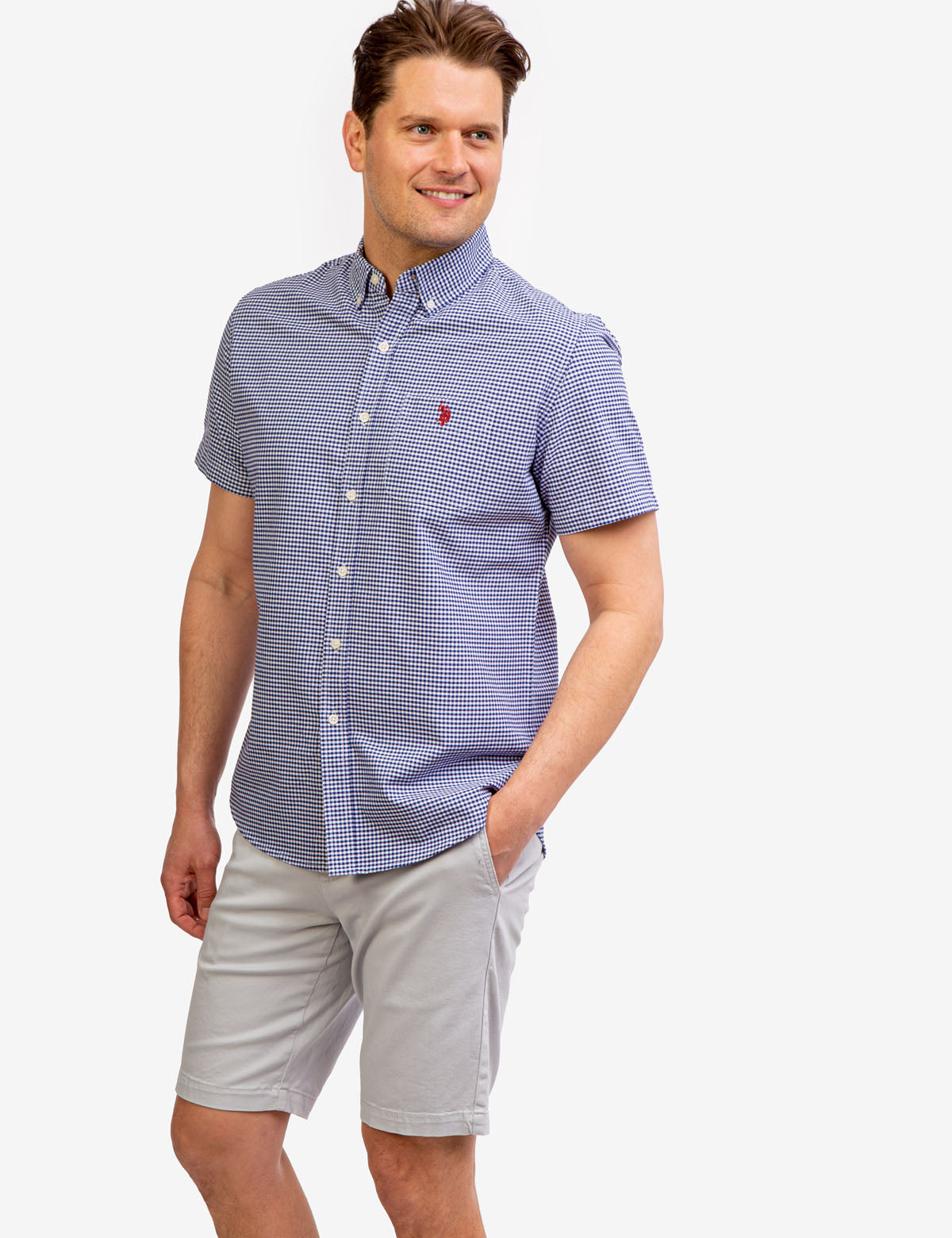 Men's Gingham Oxford Short Sleeve Shirt