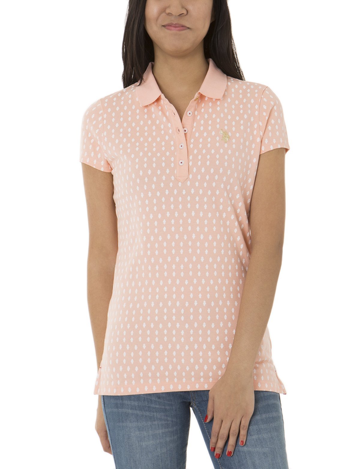 Men's Cotton Polo Shirt with Glyph Print & Gold Logo