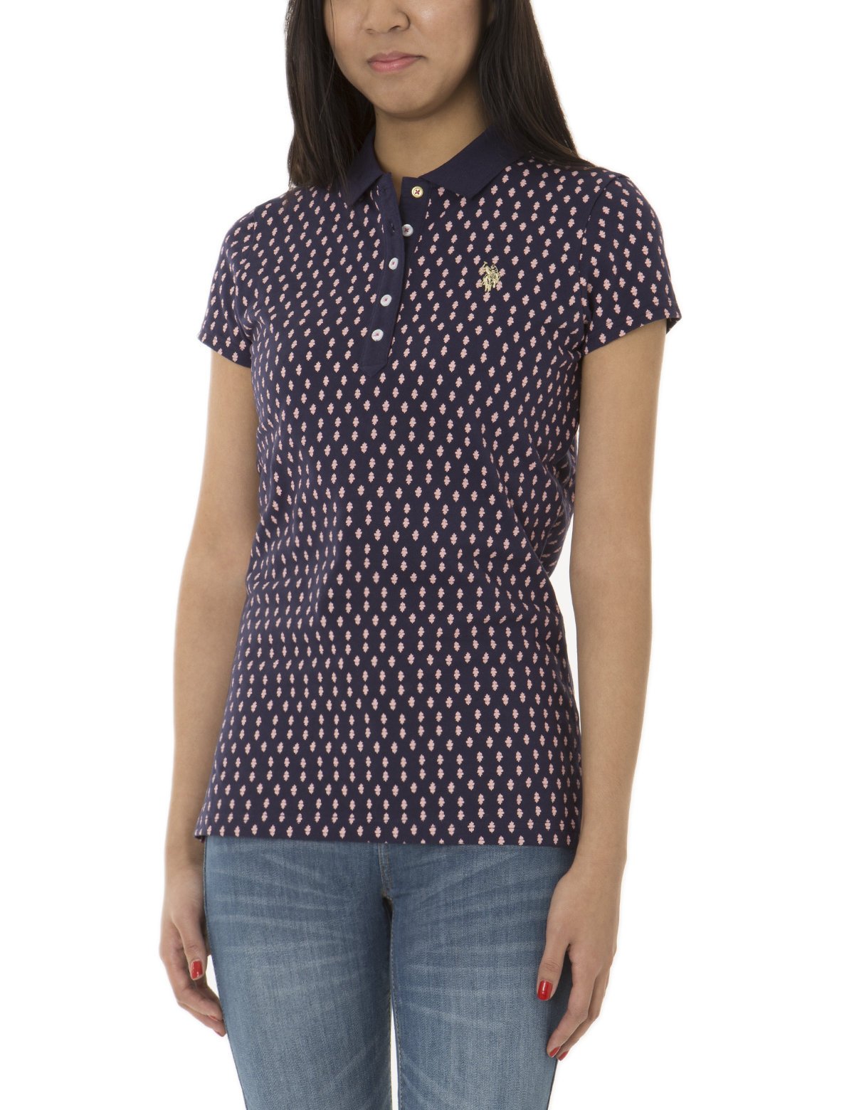 Men's Cotton Polo Shirt with Glyph Print & Gold Logo