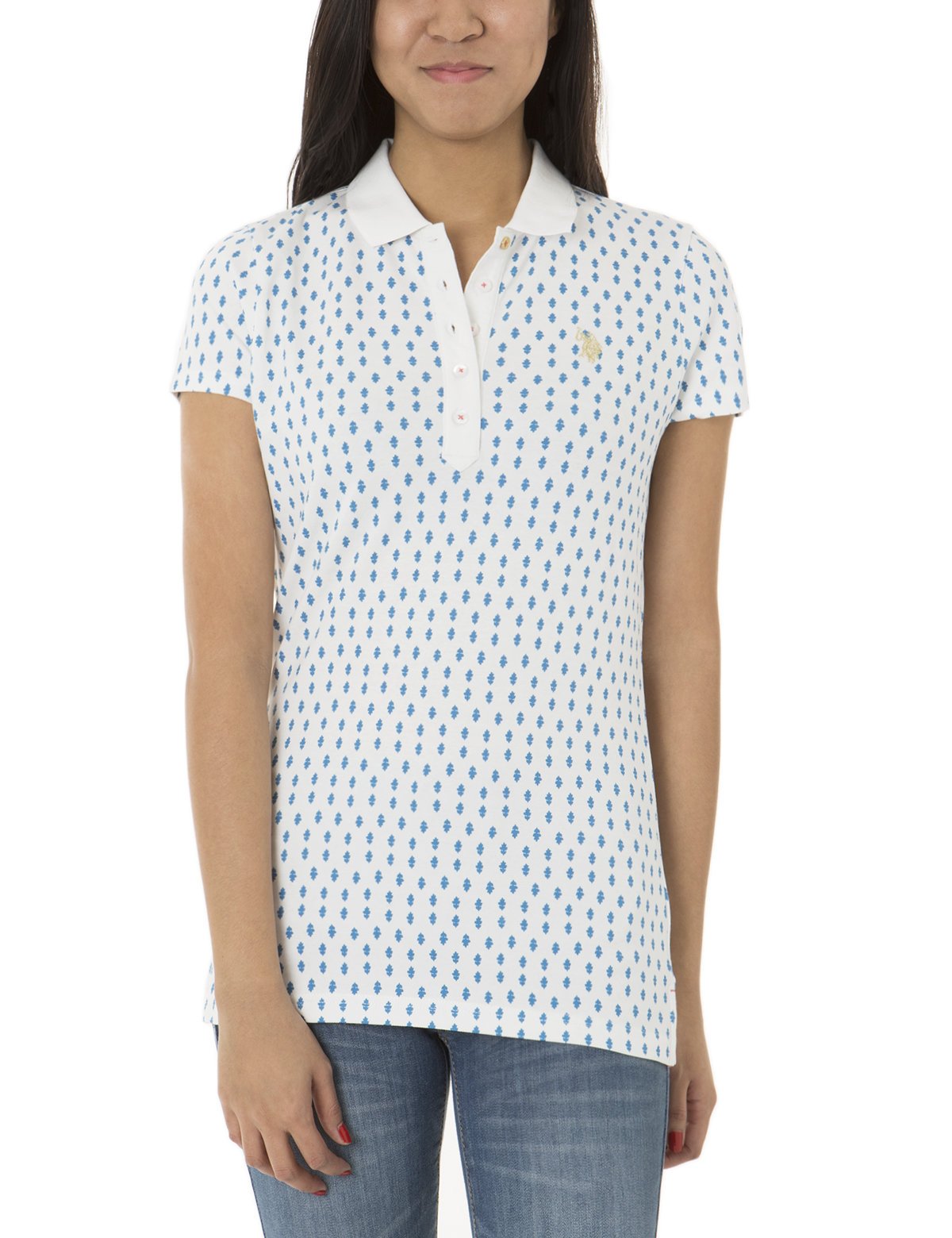 Men's Cotton Polo Shirt with Glyph Print & Gold Logo