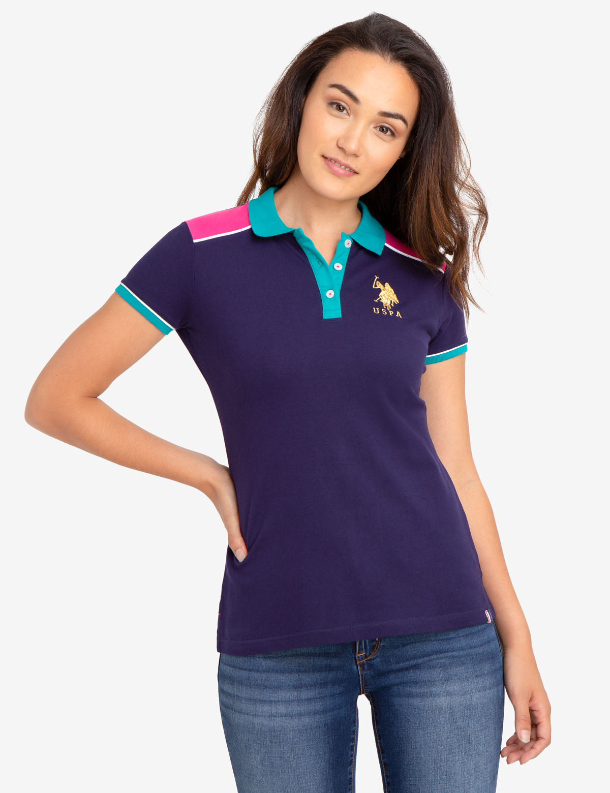 Men's Gold Logo Polo Shirt - Cotton Spandex Blend