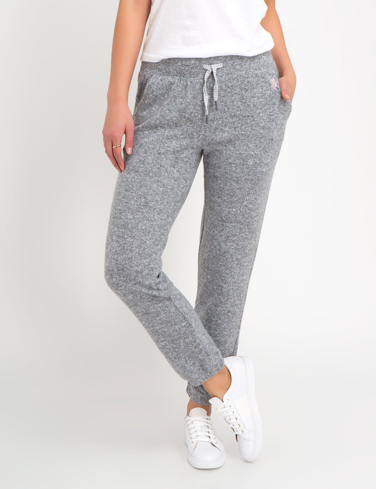 Hacci Drawstring Jogger Pants with Embroidered Logo