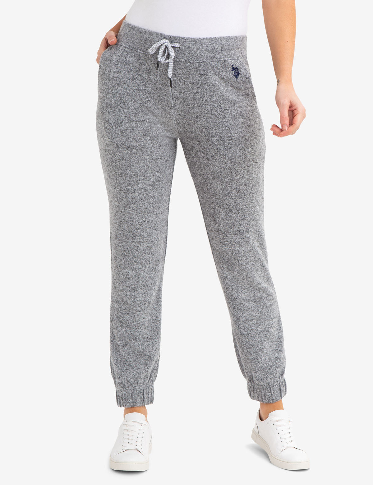 Hacci Drawstring Jogger Pants with Embroidered Logo