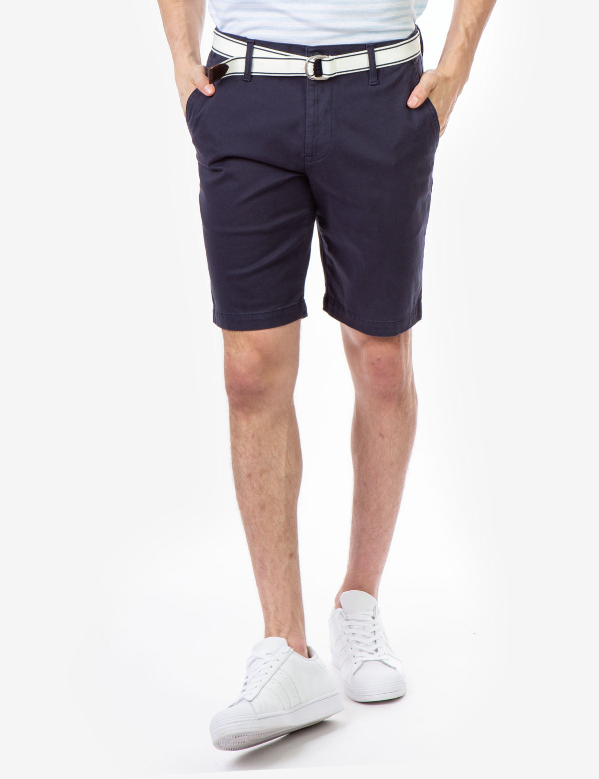 Hartford Stretch Twill Belted Shorts for Men