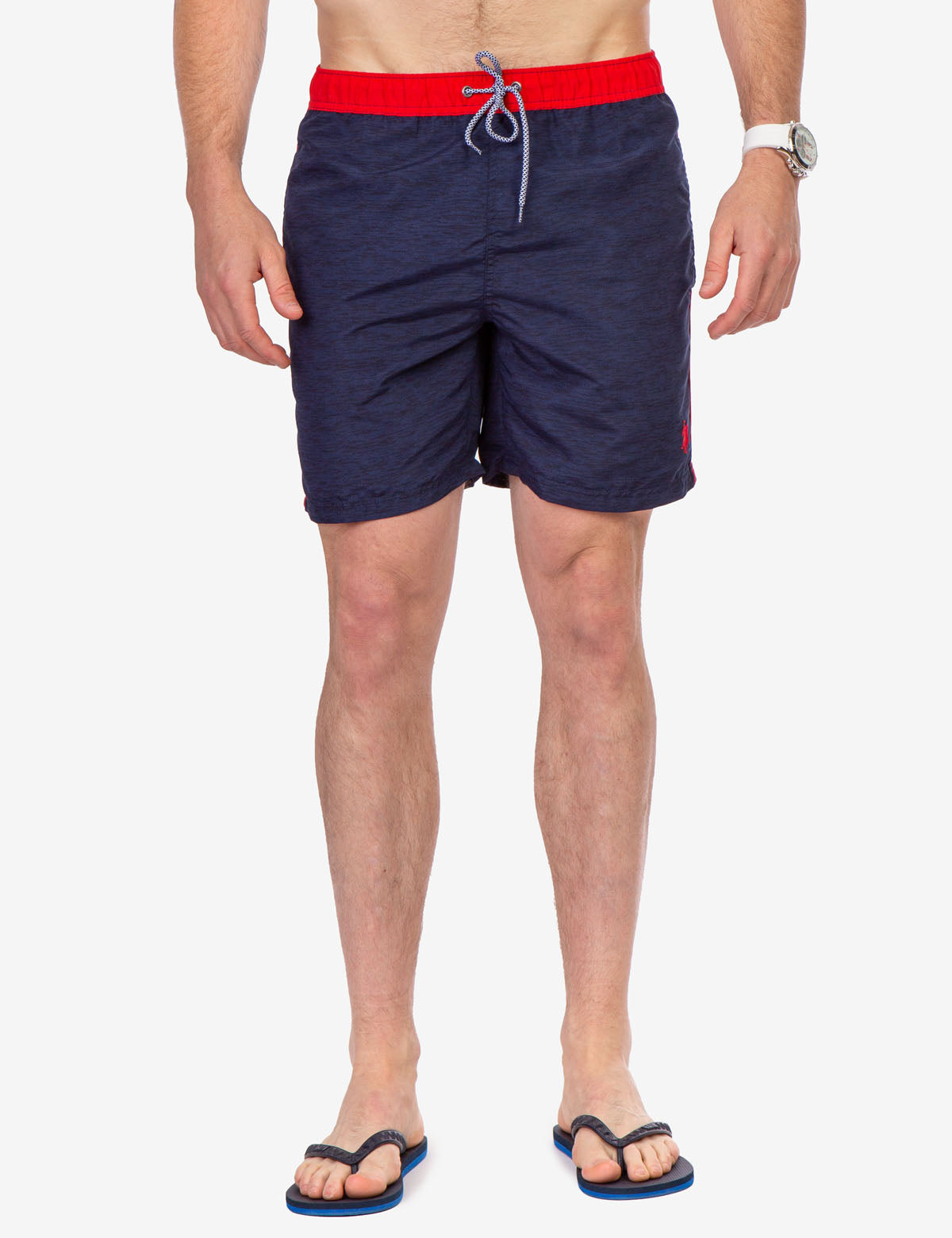 Men's Heather Contrast Swim Trunks with Drawstring Waist