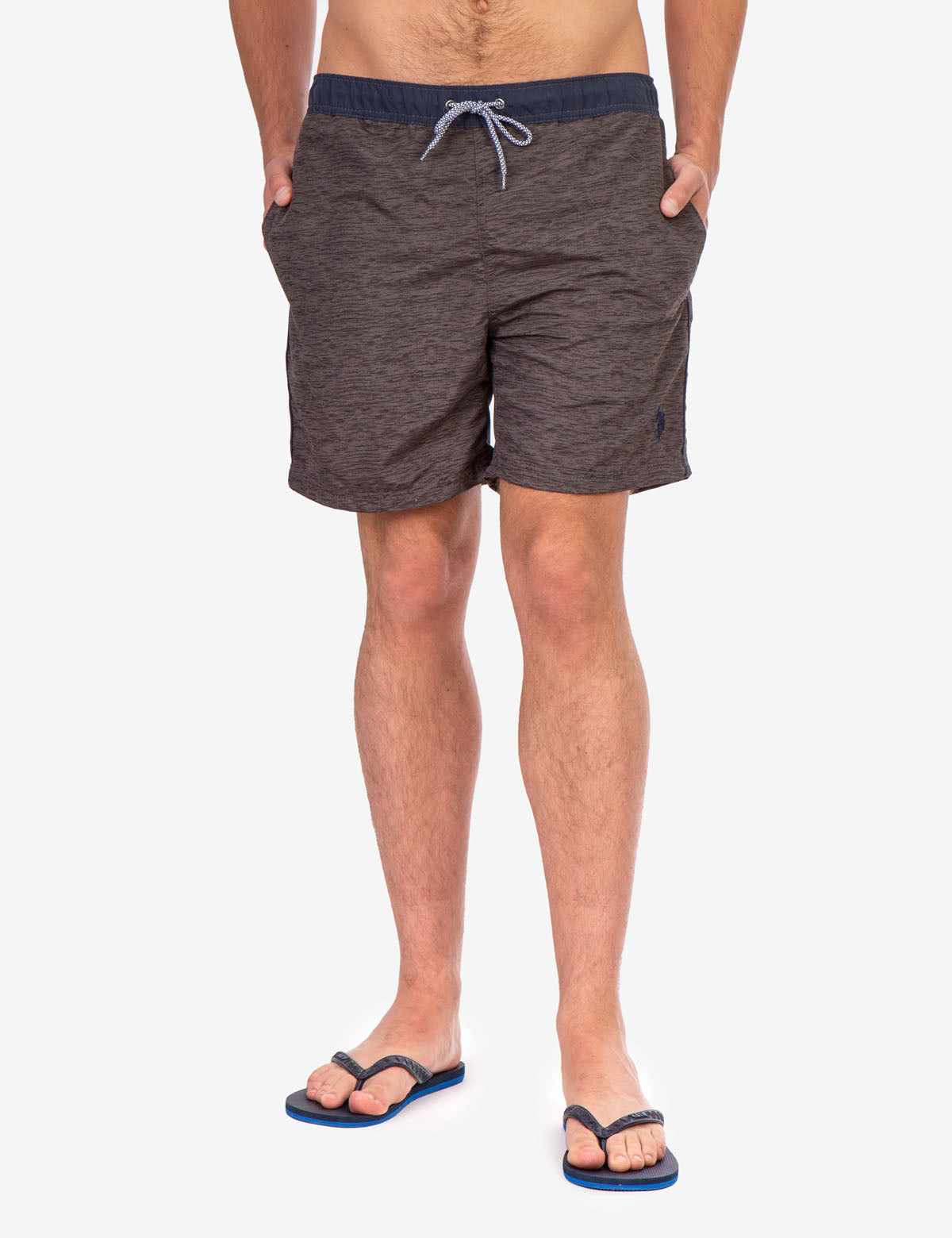 Men's Heather Contrast Swim Trunks with Drawstring Waist