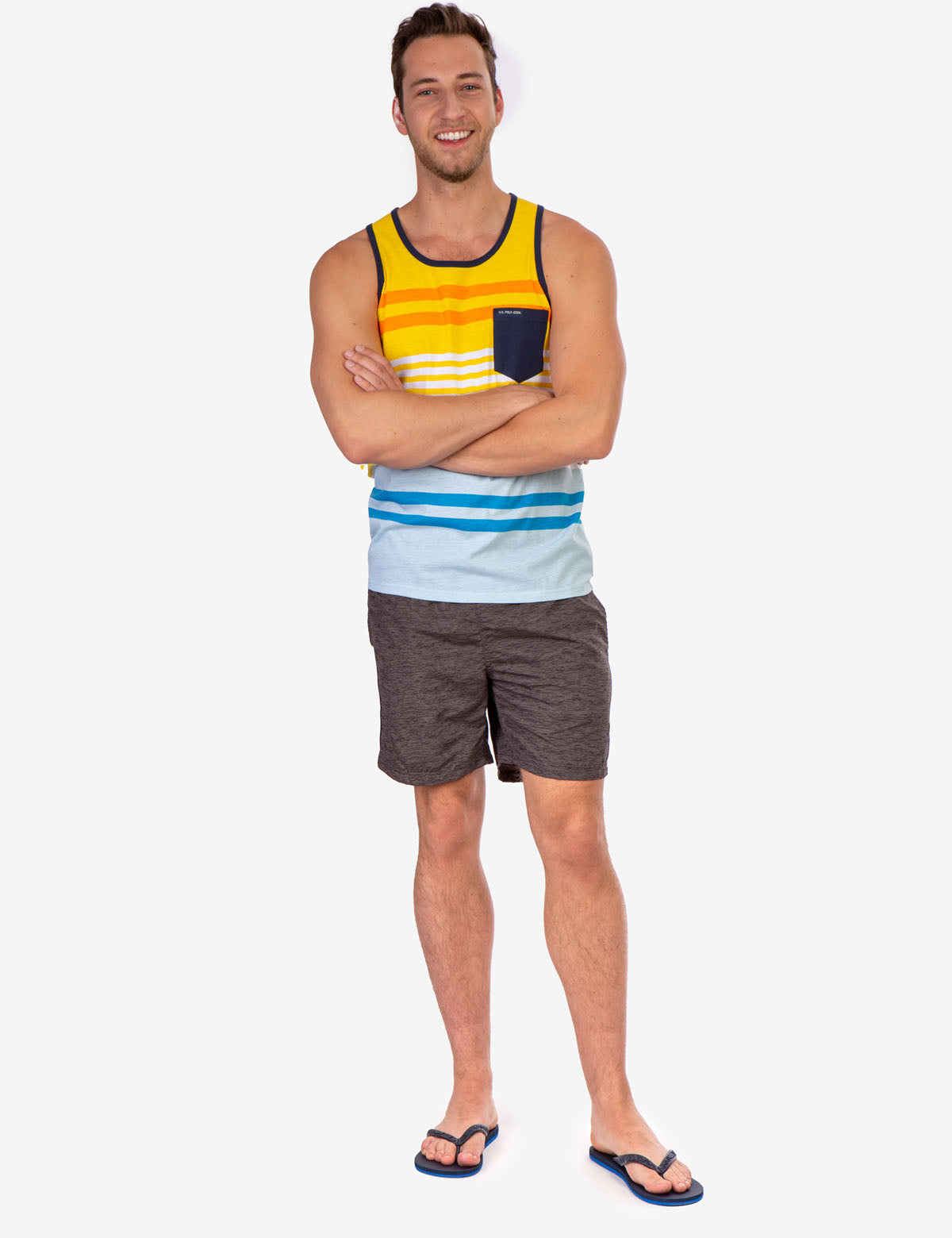 Men's Heather Contrast Swim Trunks with Drawstring Waist