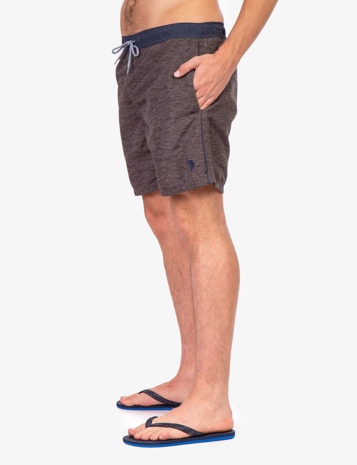 Men's Heather Contrast Swim Trunks with Drawstring Waist