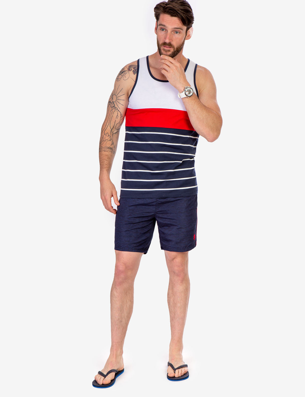 Men's Heather Contrast Swim Trunks with Drawstring Waist