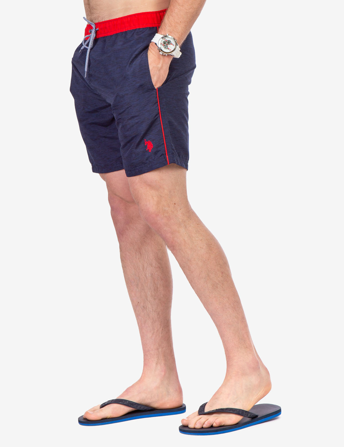 Men's Heather Contrast Swim Trunks with Drawstring Waist