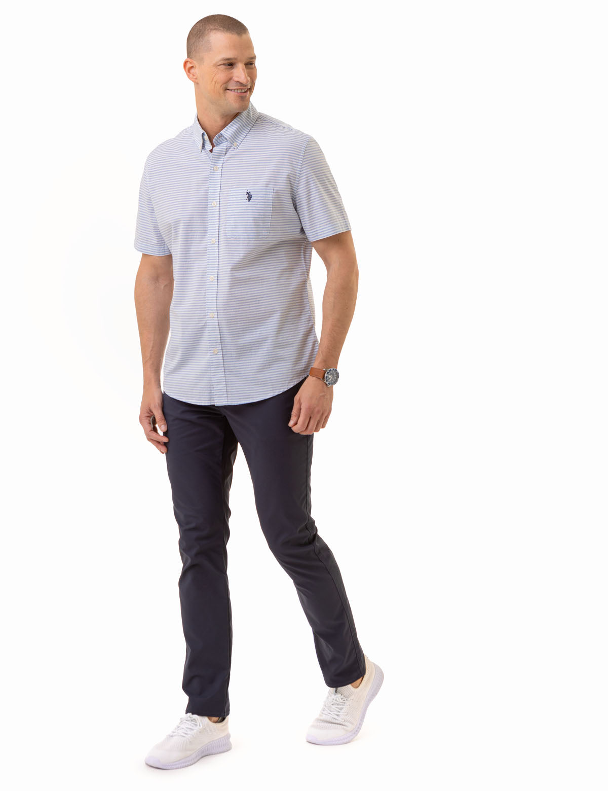 Men's Heather Poplin Short Sleeve Pocket Shirt
