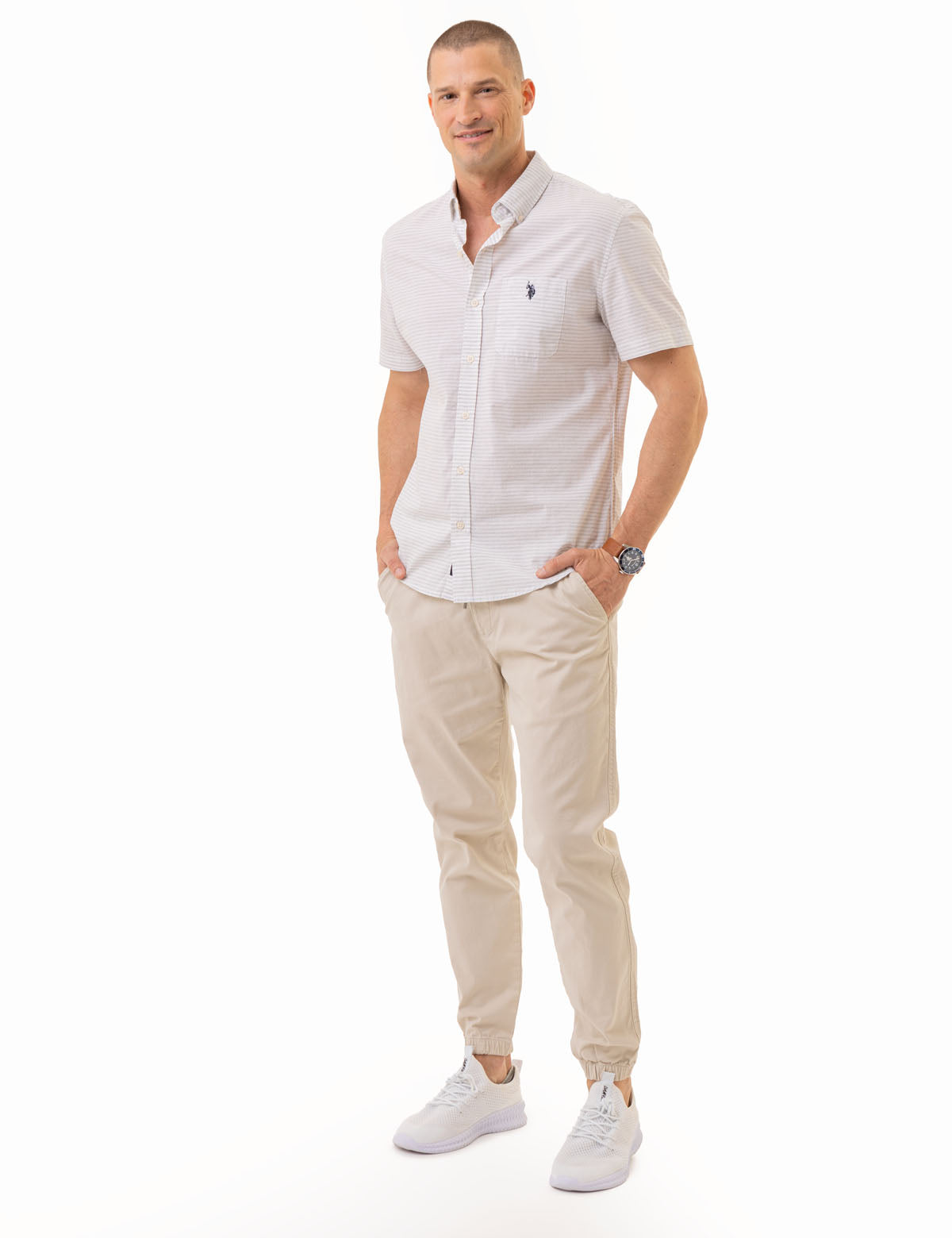 Men's Heather Poplin Short Sleeve Pocket Shirt