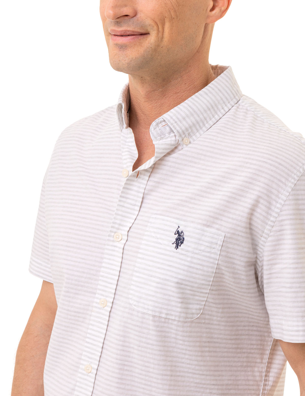 Men's Heather Poplin Short Sleeve Pocket Shirt