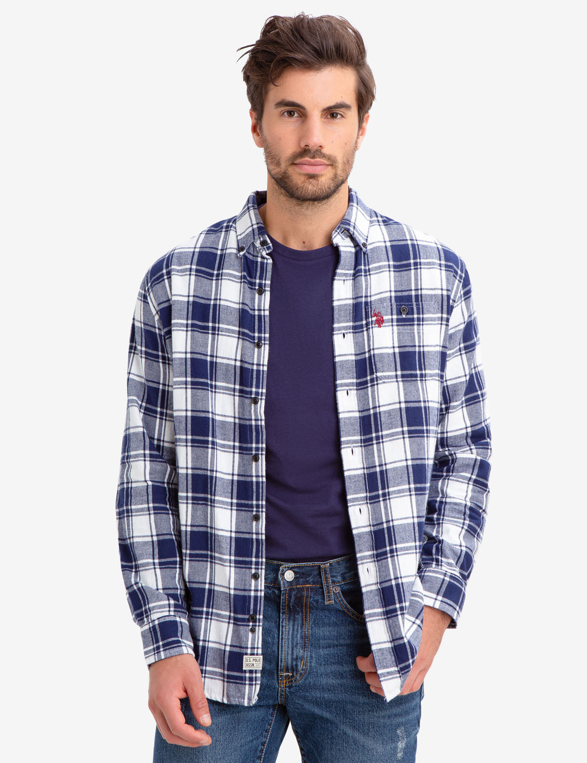 Men's Herringbone Plaid Flannel Shirt - 100% Cotton