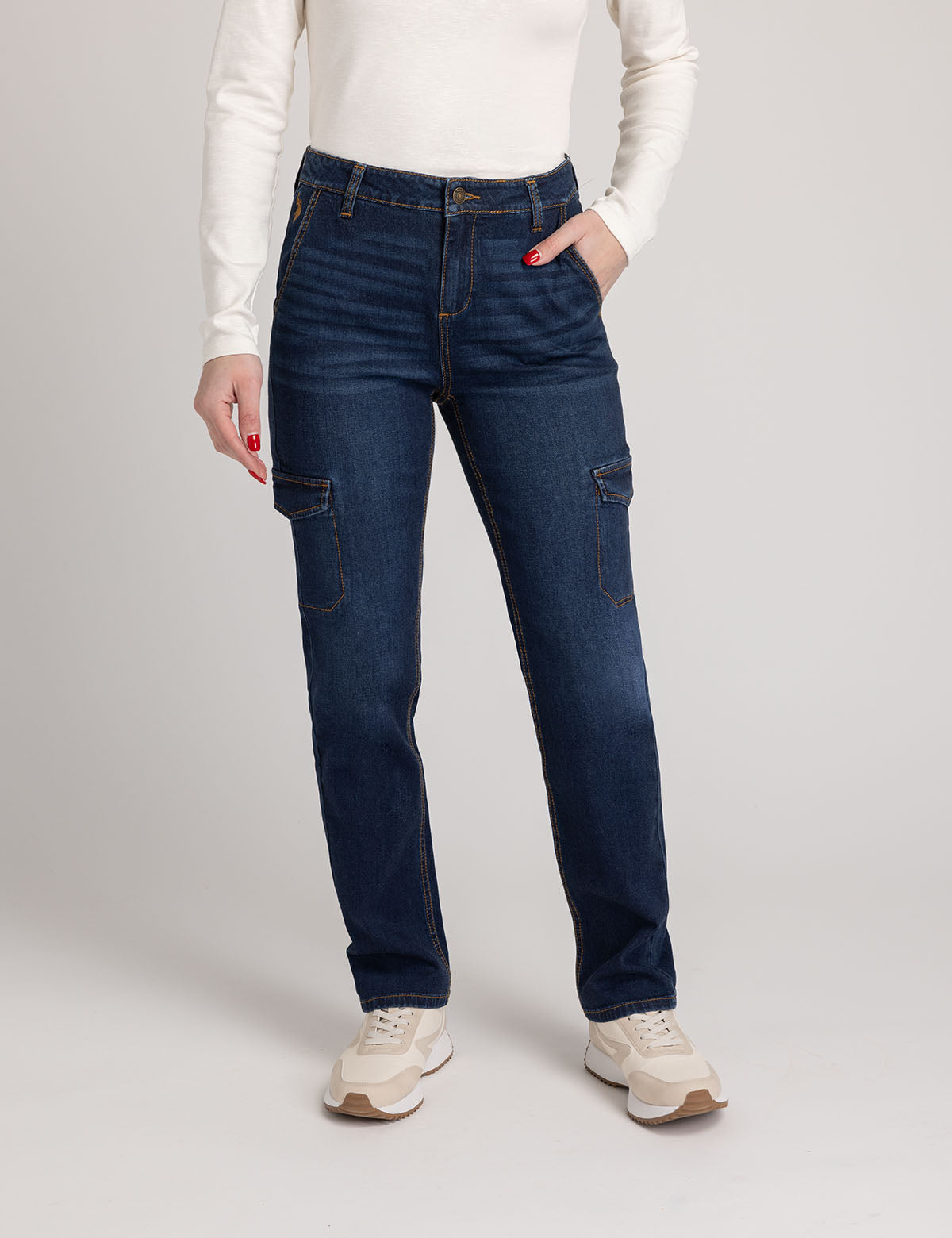 Women's High Rise Cargo Jeans - Stylish & Functional Pants