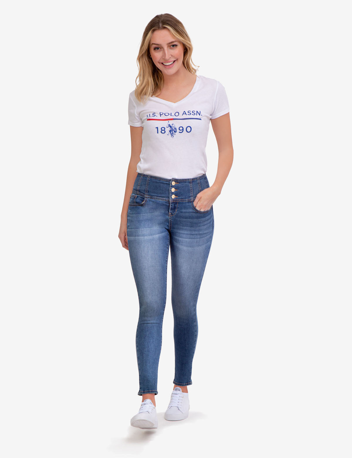 High Rise Corset Skinny Jeans for Women - Stretch Denim Pants