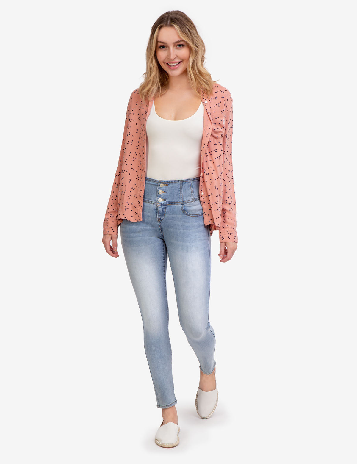 High Rise Corset Skinny Jeans for Women - Stretch Denim Pants