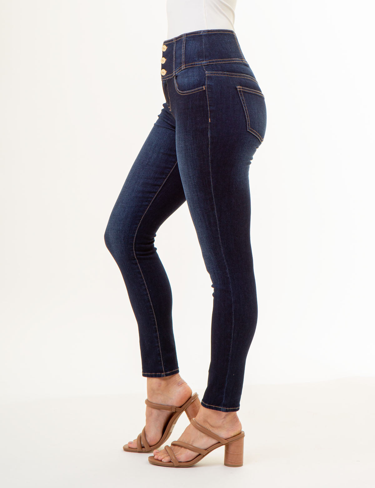 High Rise Corset Skinny Jeans for Women - Stretch Denim Pants
