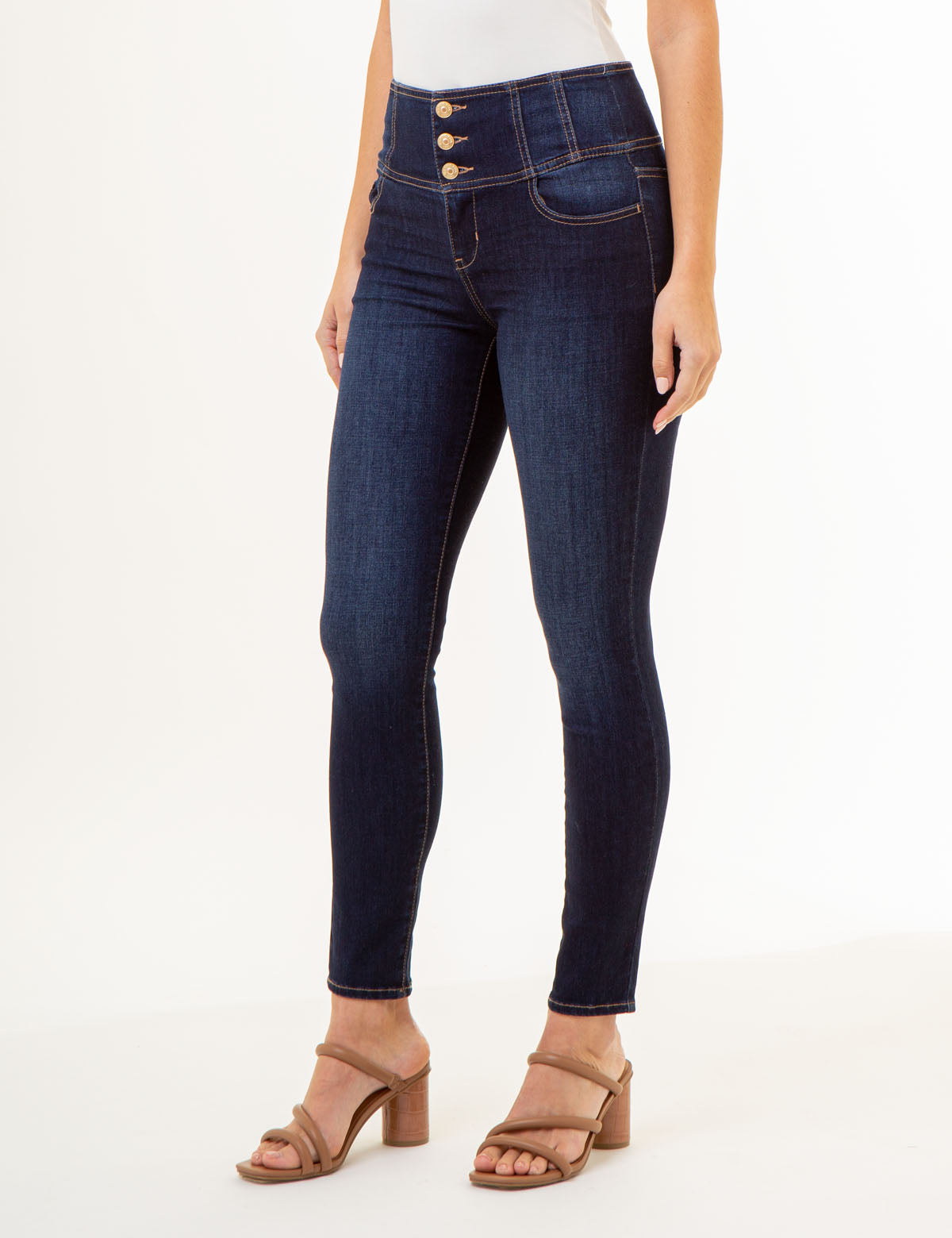 High Rise Corset Skinny Jeans for Women - Stretch Denim Pants