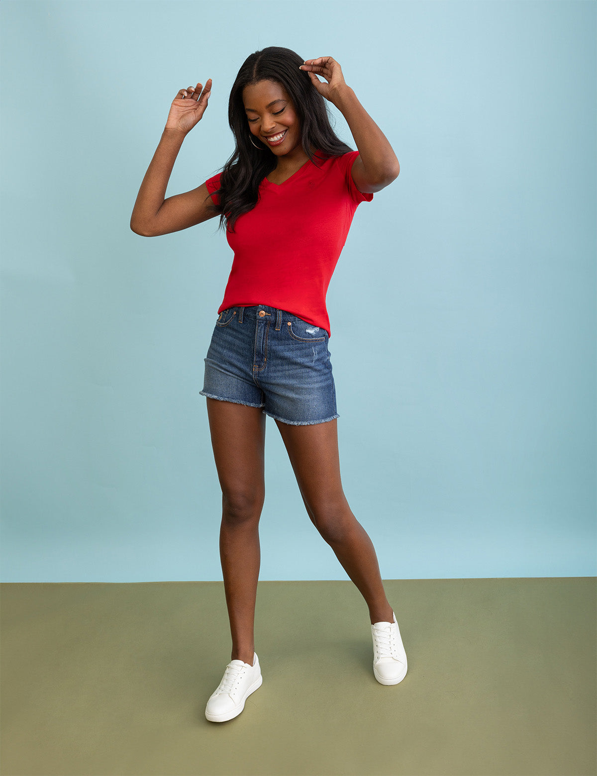 High Rise Curvy Denim Shorts with Raw Hem - Women's Fashion