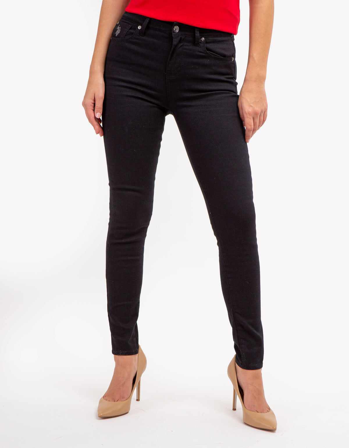High Rise Skinny Twill Pants for Women - Slim Fit Trousers