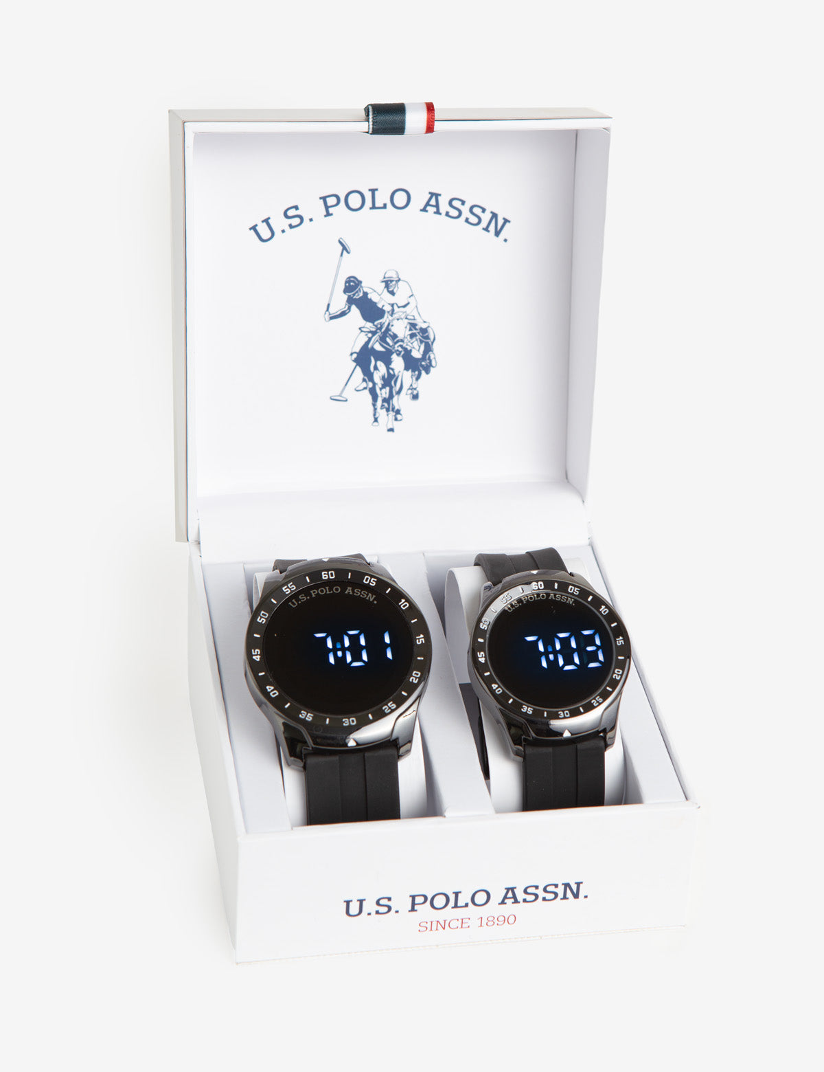 Black LED Rubber Watch Set for Couples - His and Hers