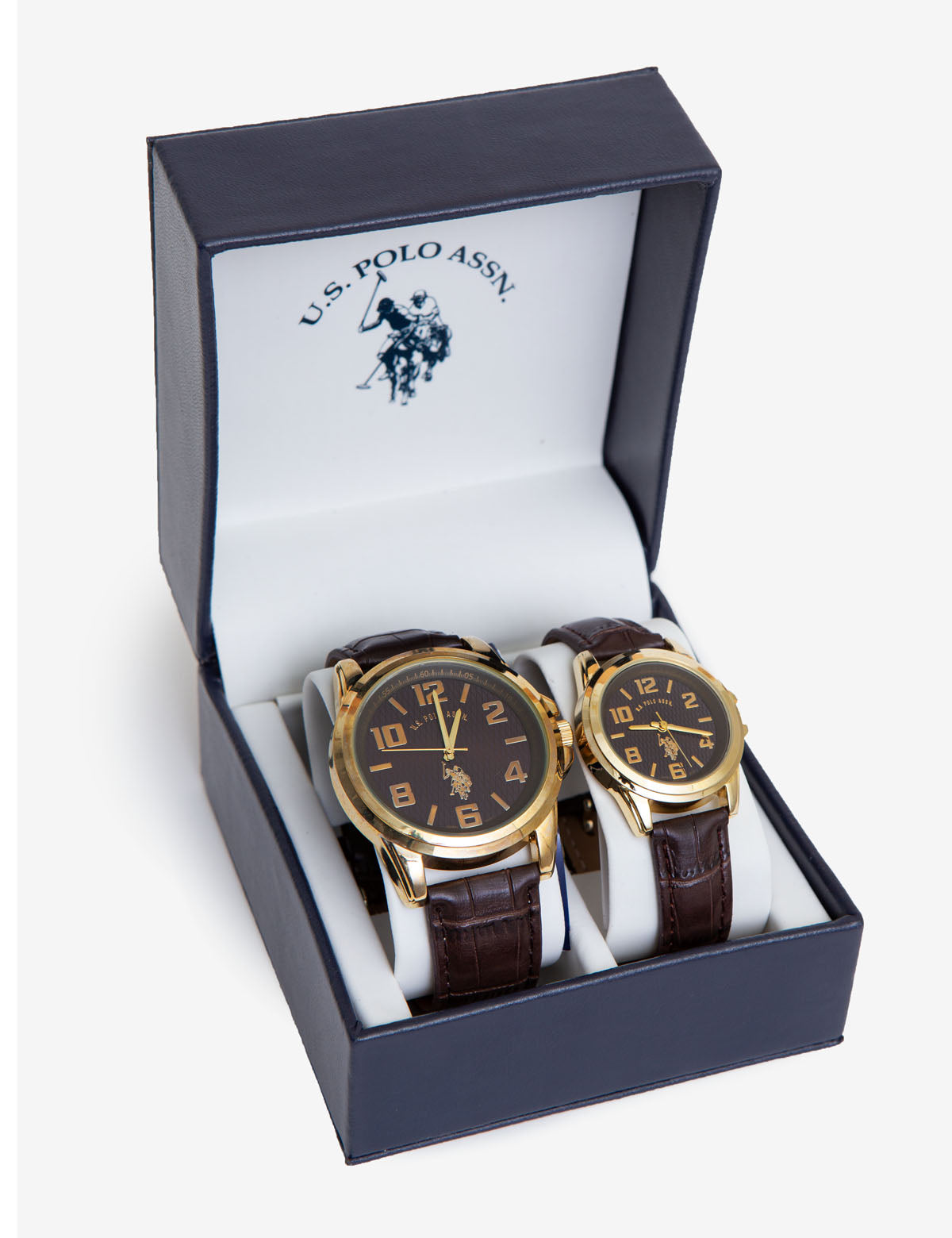 Couple's Crocodile Strap Watch Set - His and Hers Matching