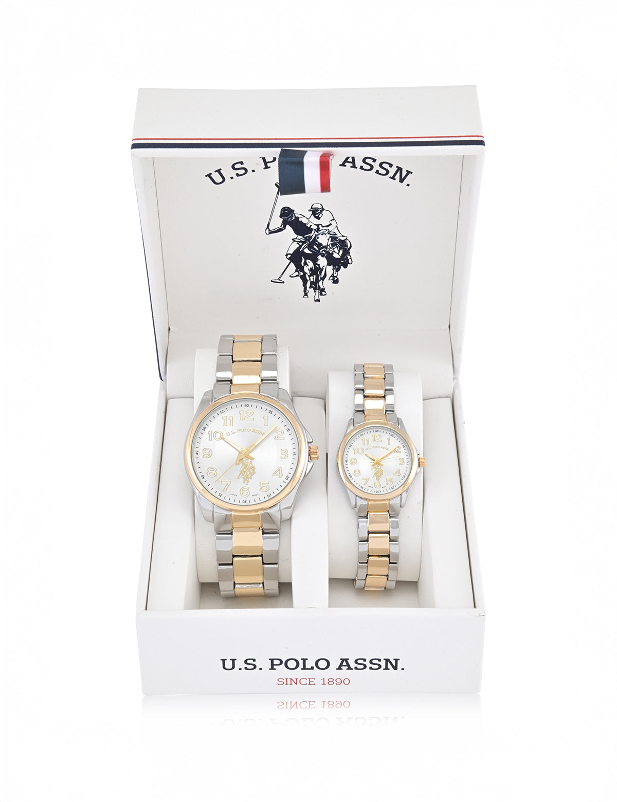 His and Hers Silver & Gold Link Watch Set – Matching Couples Watches