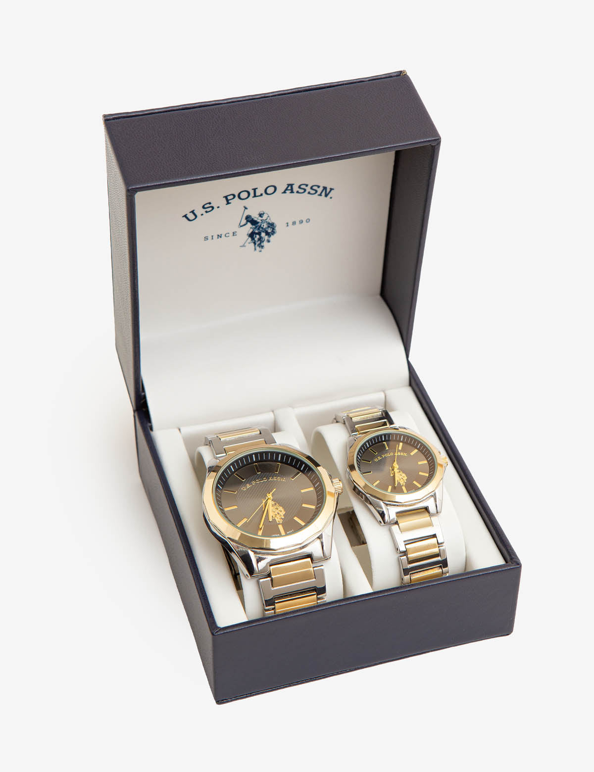 Two-Tone Link Strap Watch Set for Couples - His & Hers