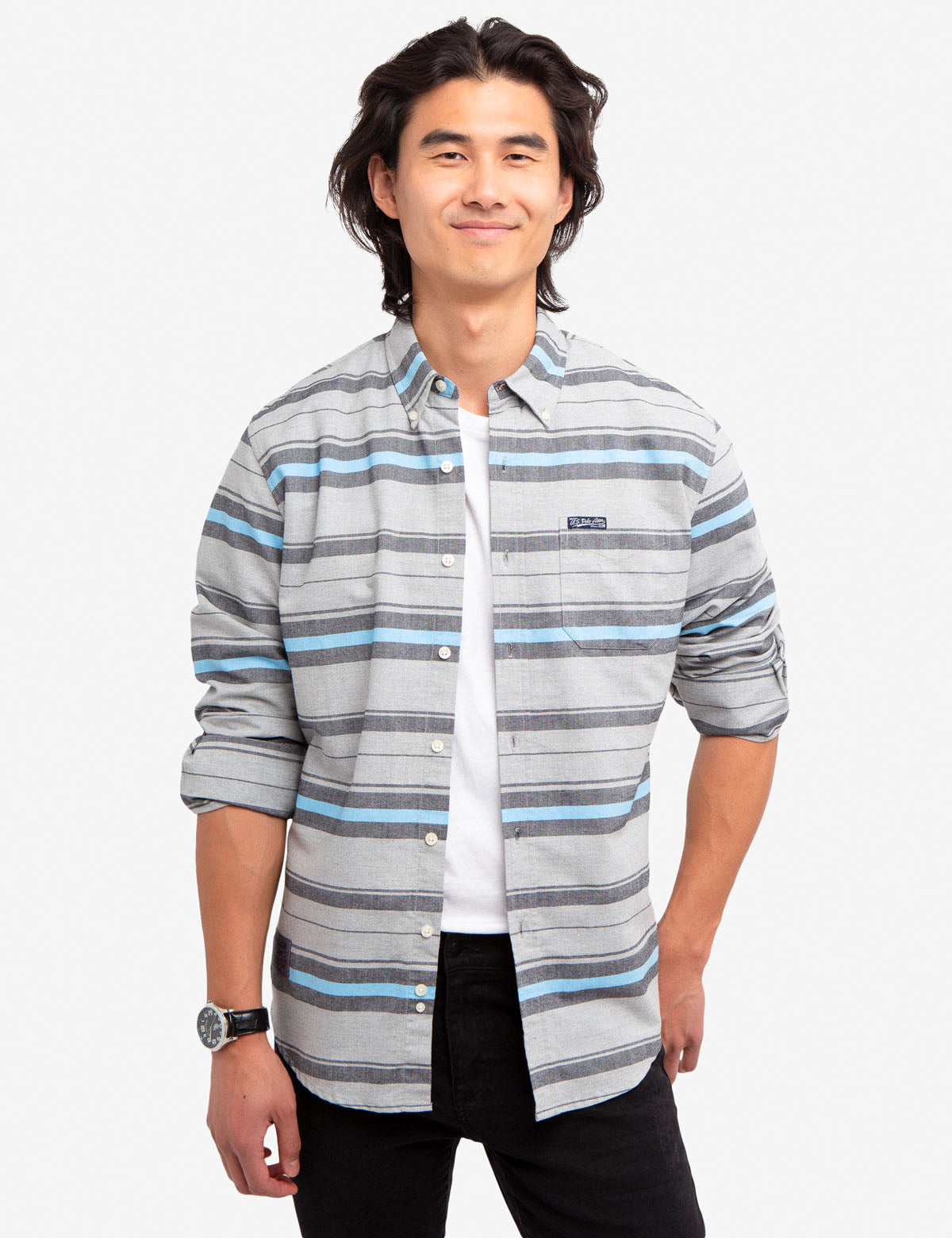 Men's Horizontal Stripe Oxford Shirt - Classic Casual Style